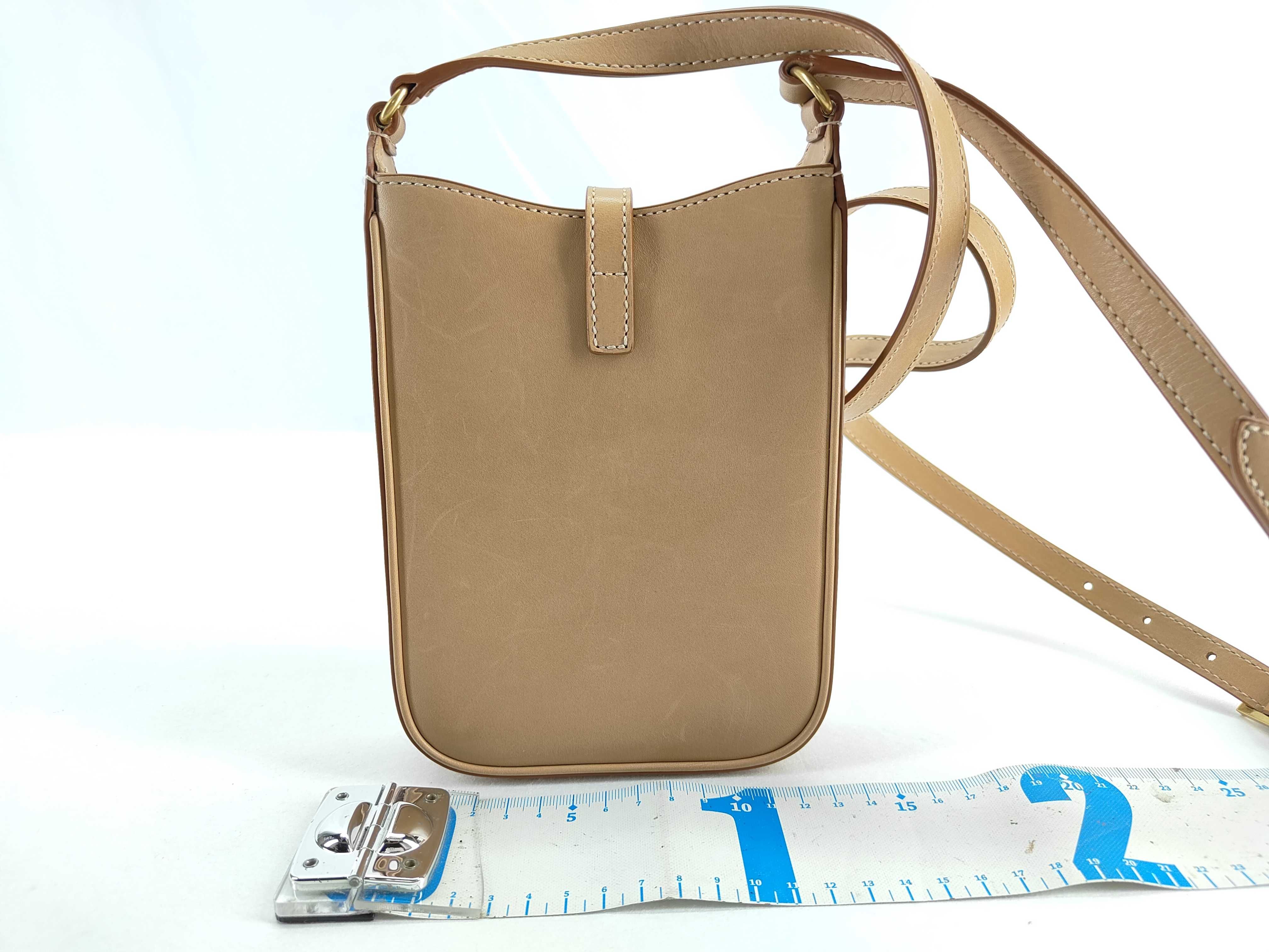 Mini Vertical Leather Shoulder Bag, Beige, 735214 (Shoulder Bag) — view 2