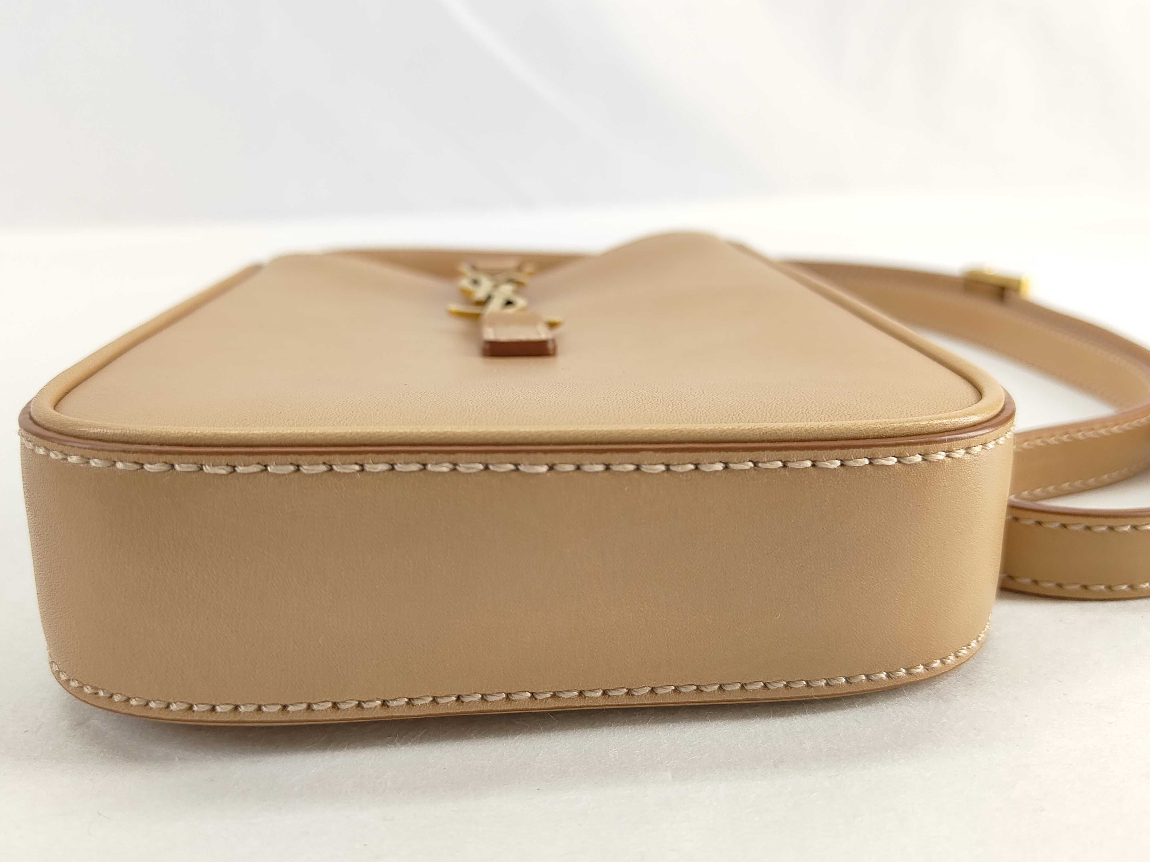 Mini Vertical Leather Shoulder Bag, Beige, 735214 (Shoulder Bag) — view 7