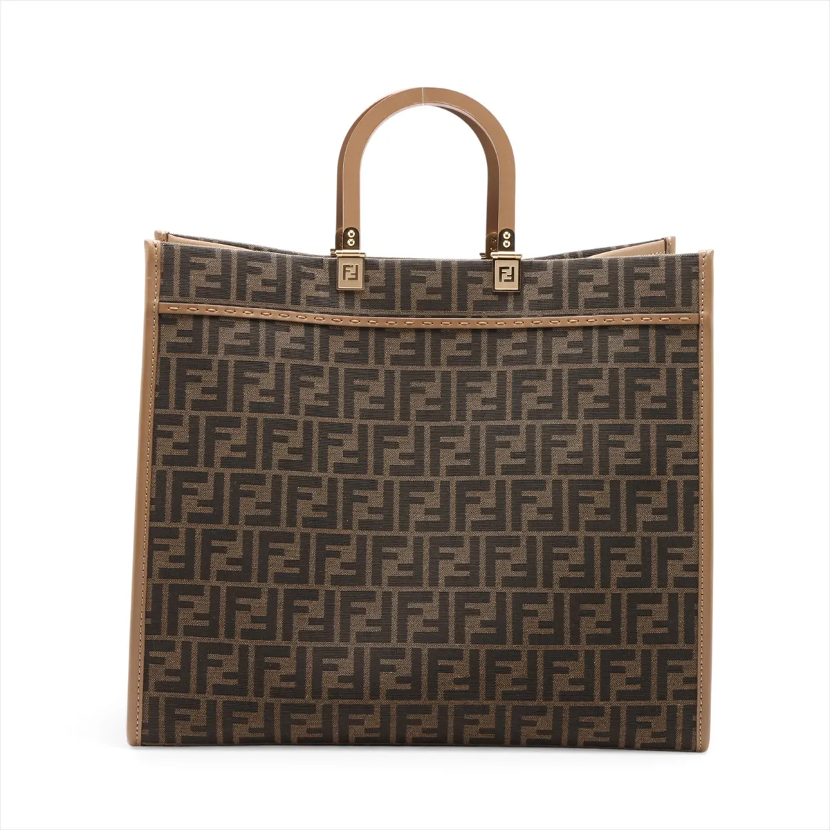Zucca Sunshine Canvas x Leather Tote Bag, Brown, 8BH372 (Strap not included) — view 2