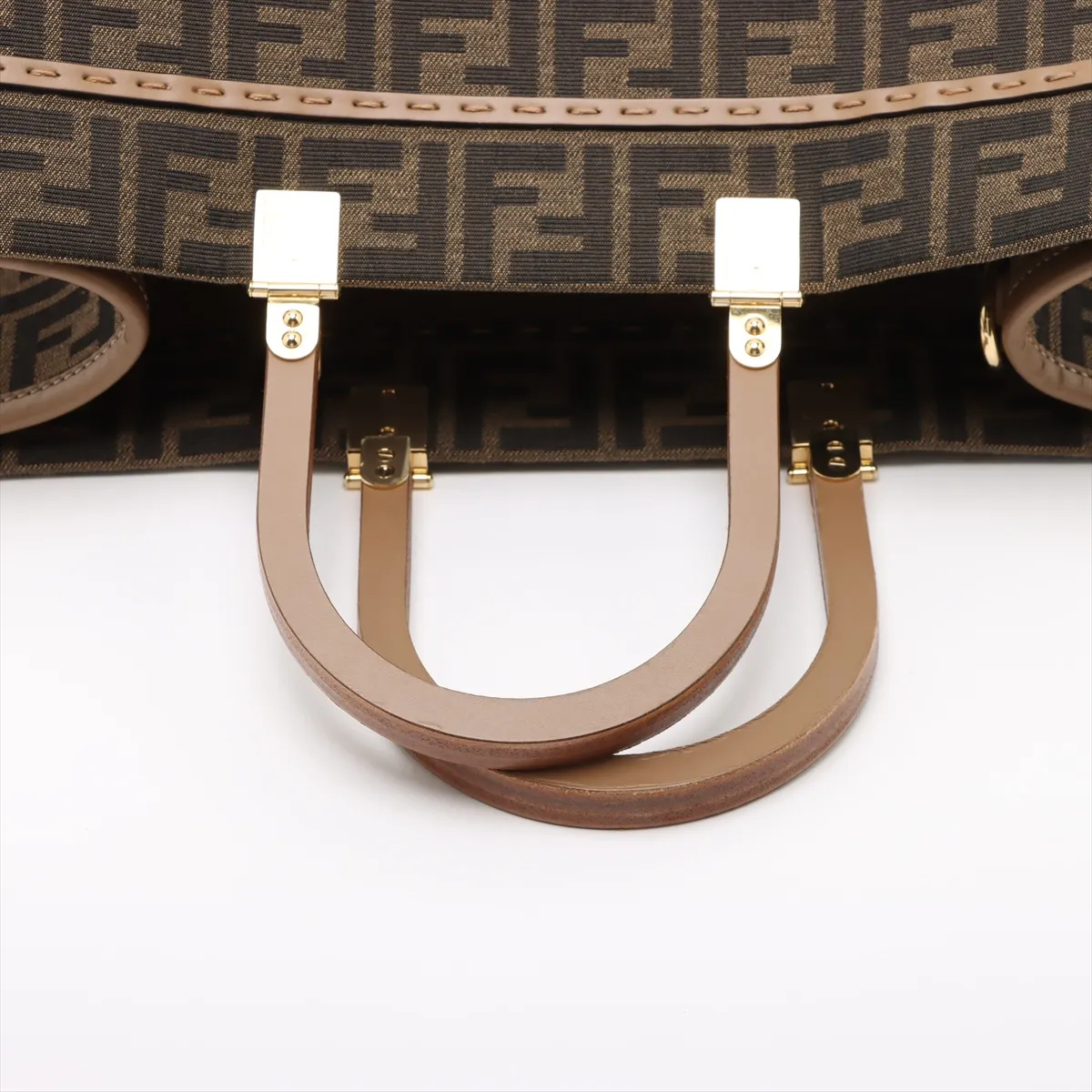 Zucca Sunshine Canvas x Leather Tote Bag, Brown, 8BH372 (Strap not included) — view 5
