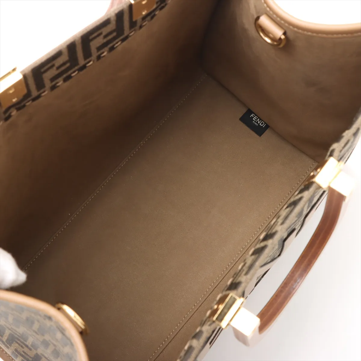 Zucca Sunshine Canvas x Leather Tote Bag, Brown, 8BH372 (Strap not included) — view 7