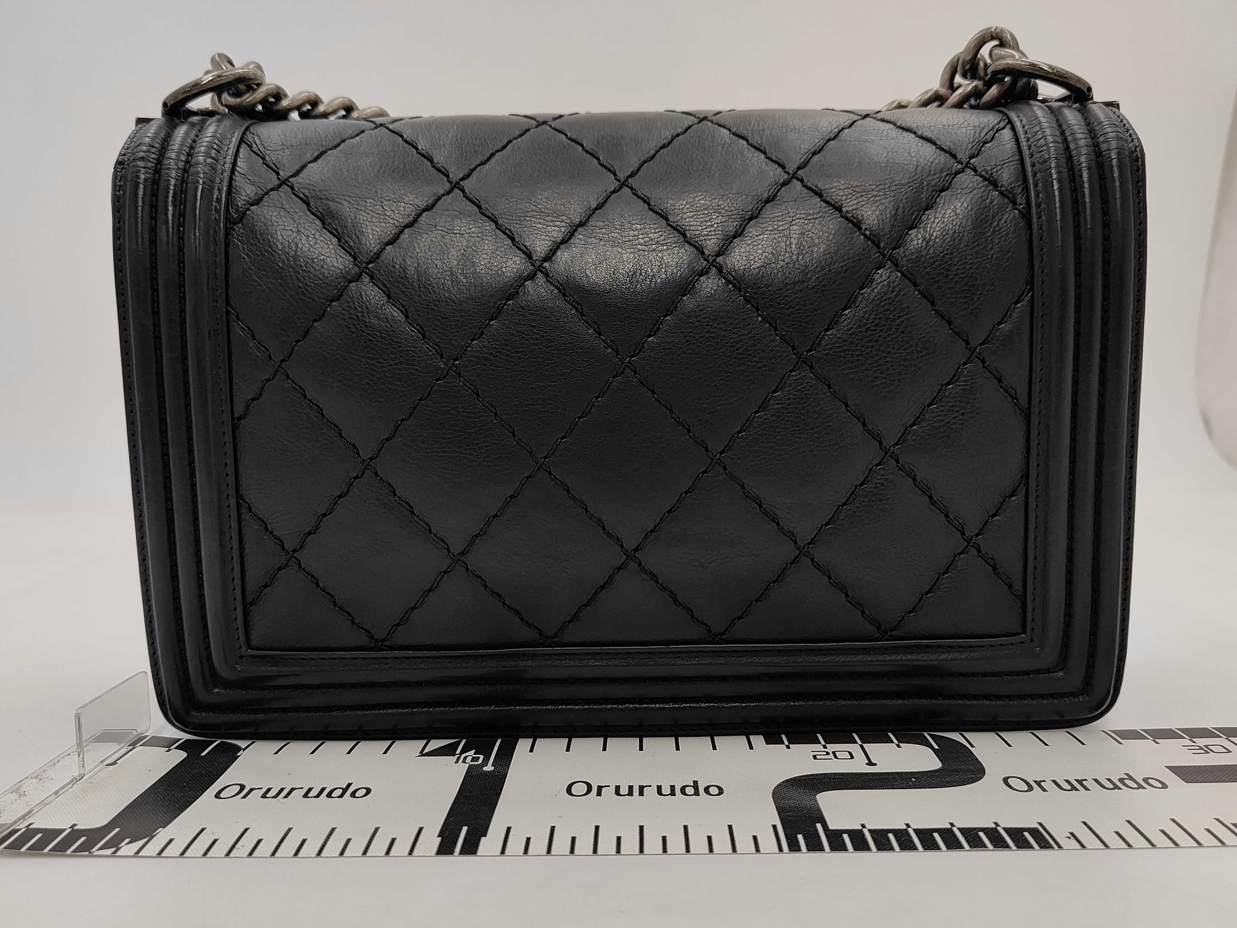 Boy Chanel Black Matte Silver Wild Stitch Shoulder Bag (Serial Number 18) — view 2