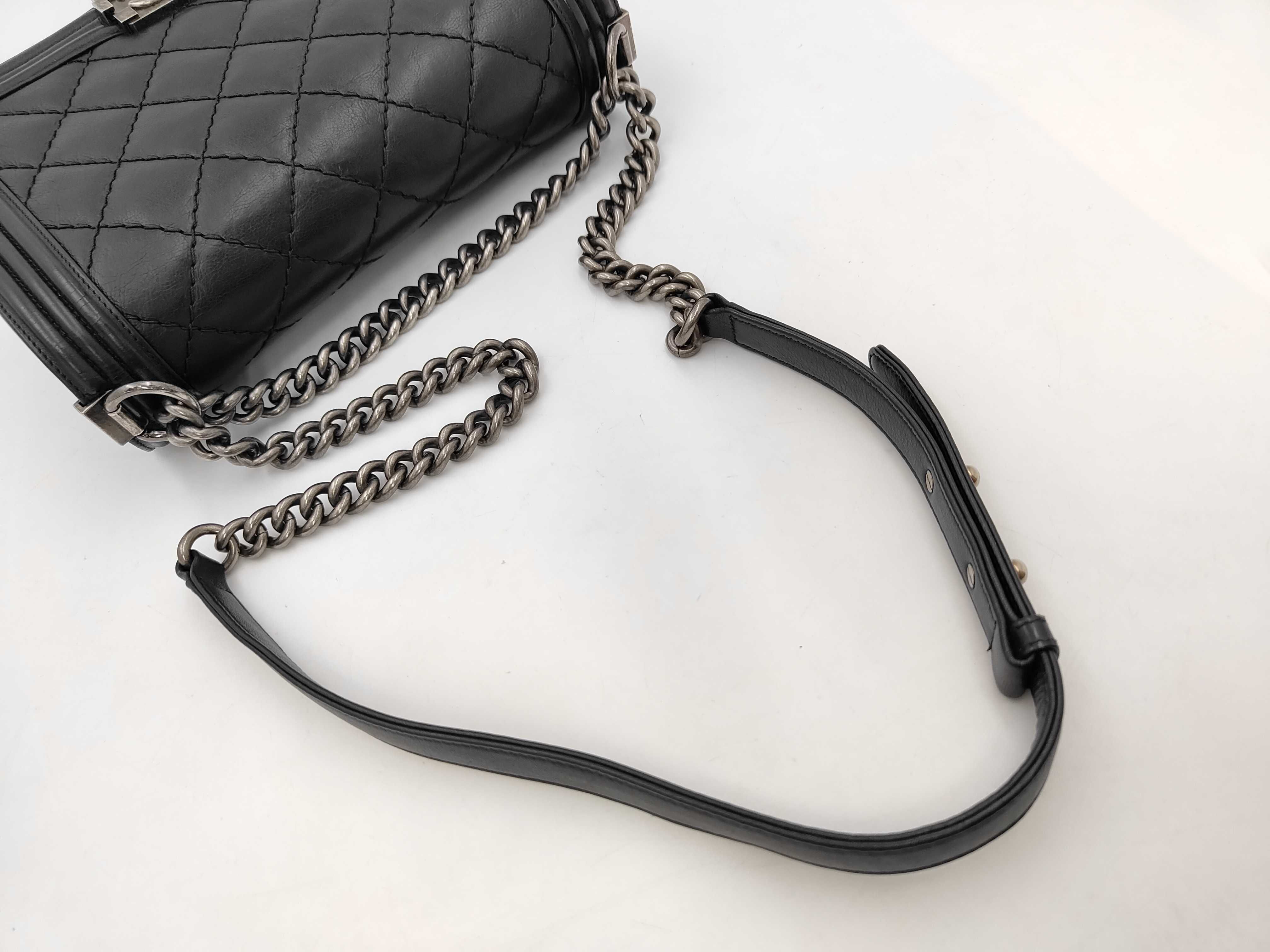 Boy Chanel Black Matte Silver Wild Stitch Shoulder Bag (Serial Number 18) — view 5
