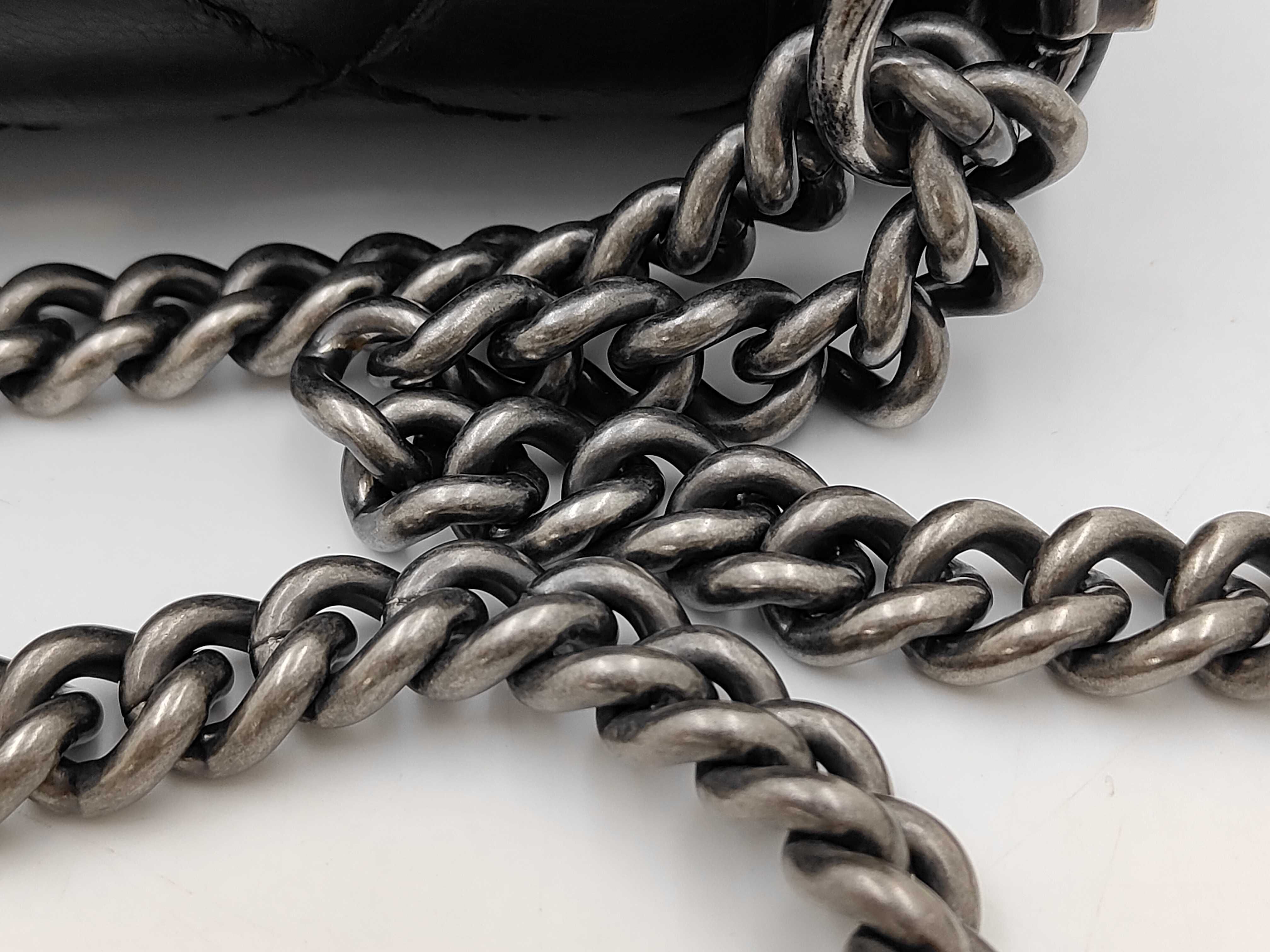 Boy Chanel Black Matte Silver Wild Stitch Shoulder Bag (Serial Number 18) — view 6