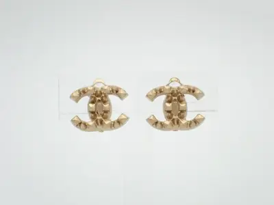 earrings, model 03P, Coco Mark, studs, gold, 1.7cm wide.