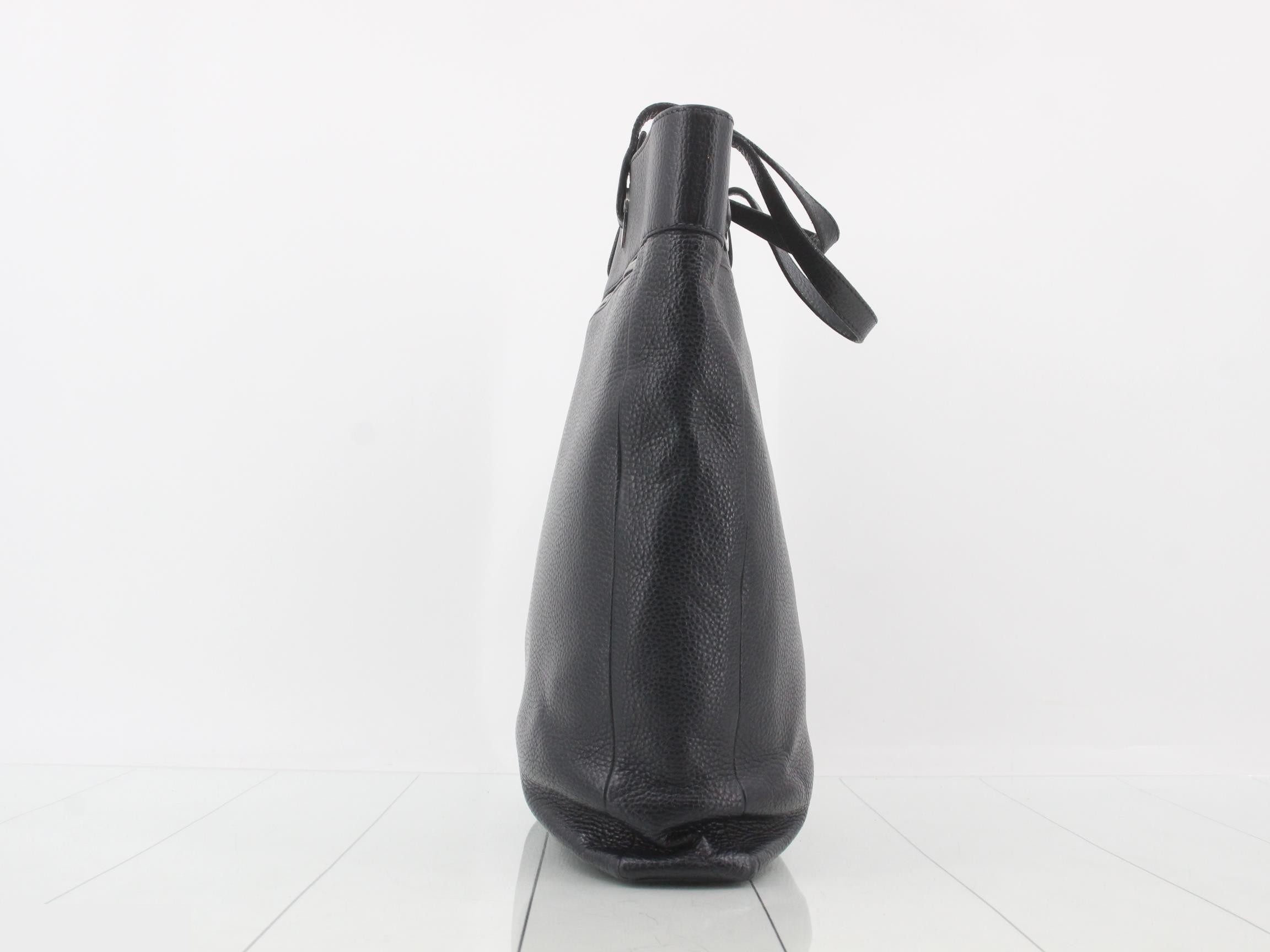 leather tote bag, navy — view 3