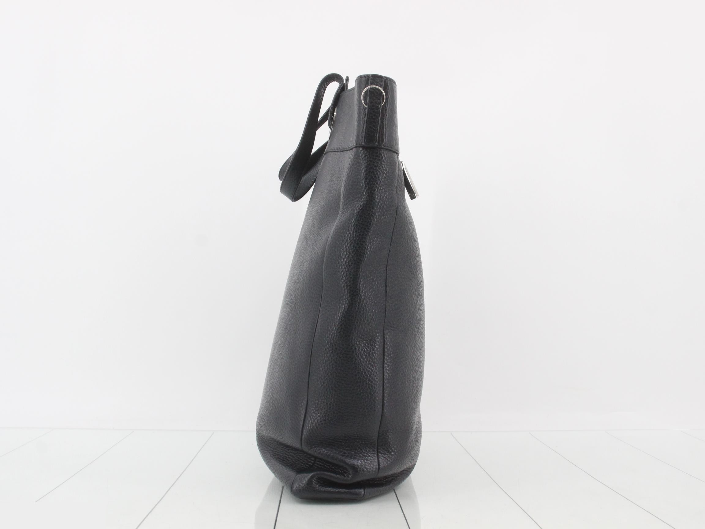 leather tote bag, navy — view 4