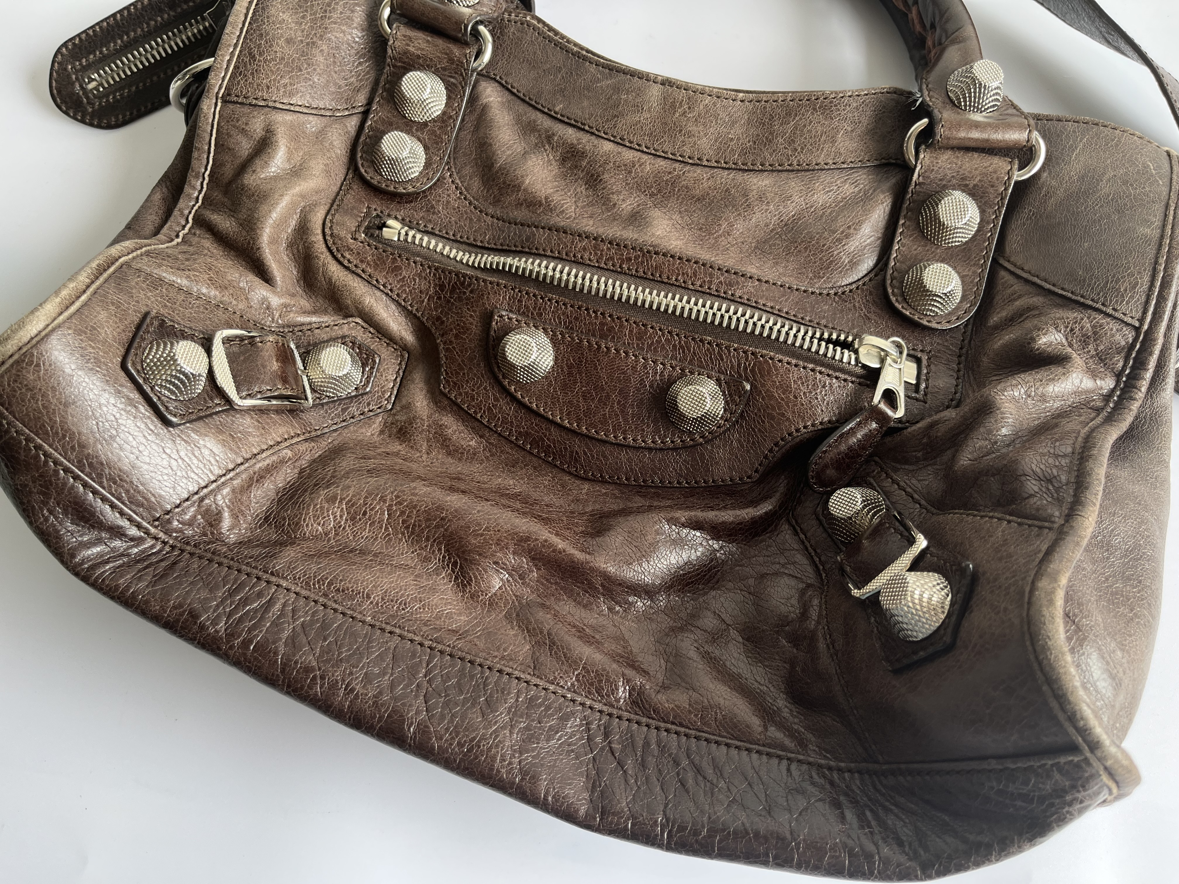 The City Motorcycle Brown Shoulder Bag with Shoulder Strap — view 2