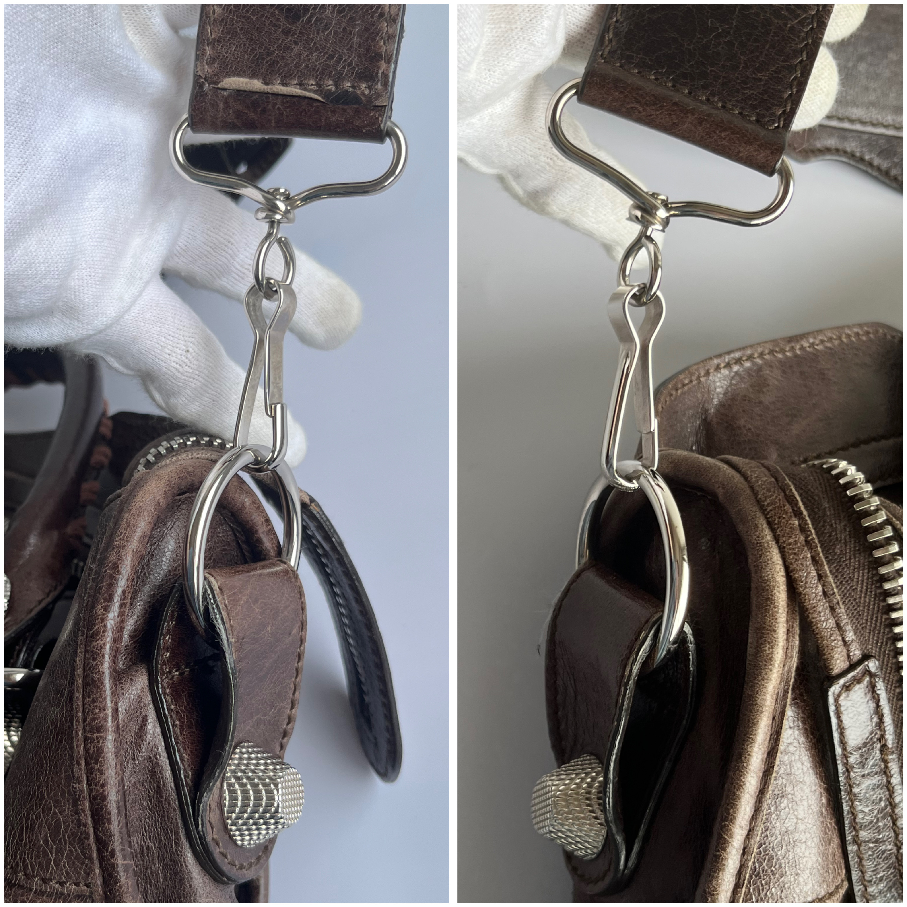 The City Motorcycle Brown Shoulder Bag with Shoulder Strap — view 12