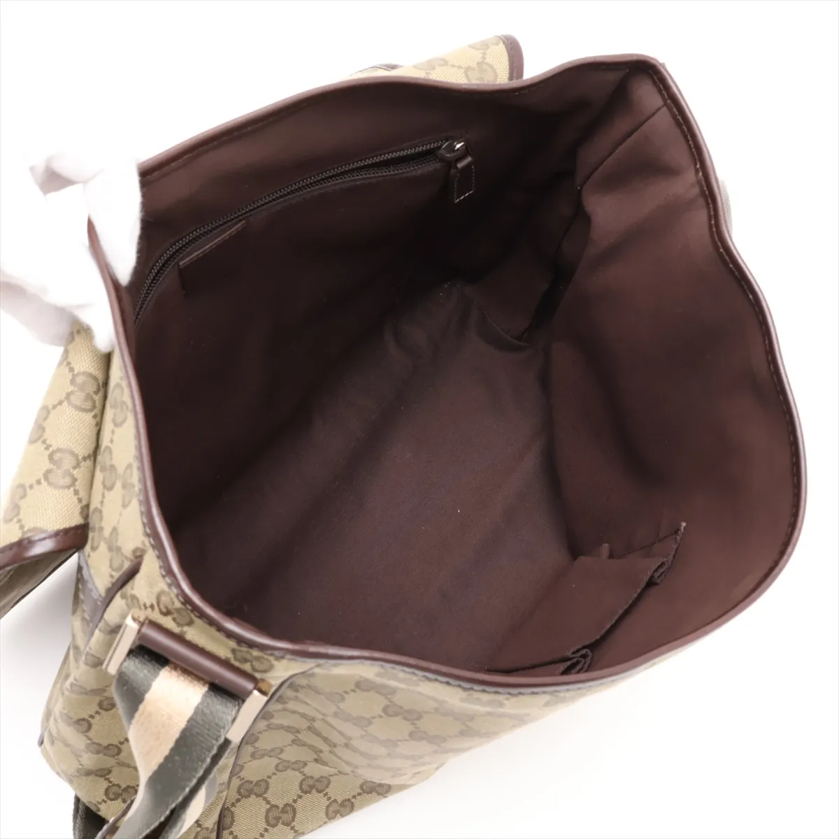 GG Canvas 233052 Canvas x Leather Shoulder Bag Beige x Brown — view 6