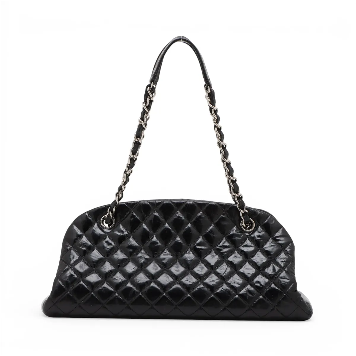 Mademoiselle Patent Leather Chain Shoulder Bag Black Silver Hardware 15734776 15th Series — view 2