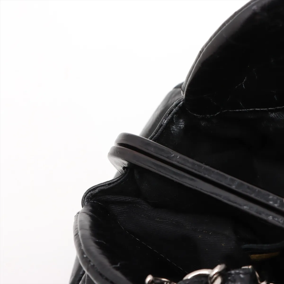 Mademoiselle Patent Leather Chain Shoulder Bag Black Silver Hardware 15734776 15th Series — view 12