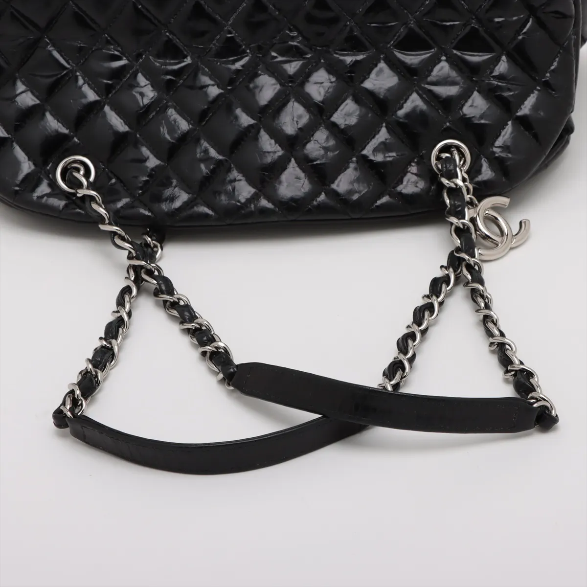 Mademoiselle Patent Leather Chain Shoulder Bag Black Silver Hardware 15734776 15th Series — view 5