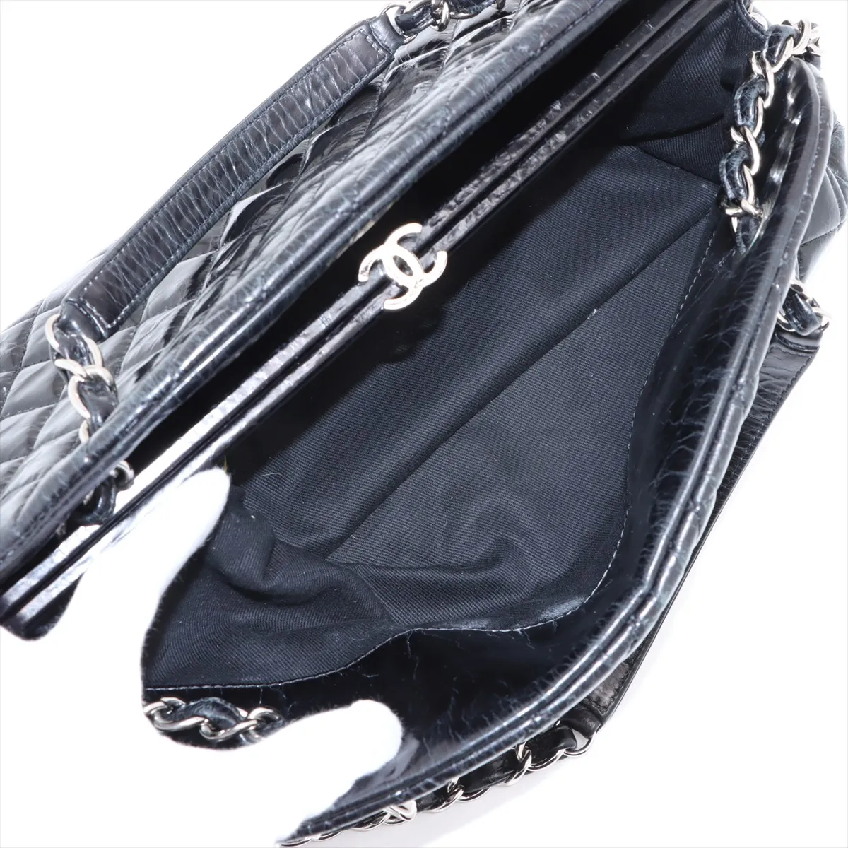 Mademoiselle Patent Leather Chain Shoulder Bag Black Silver Hardware 15734776 15th Series — view 8