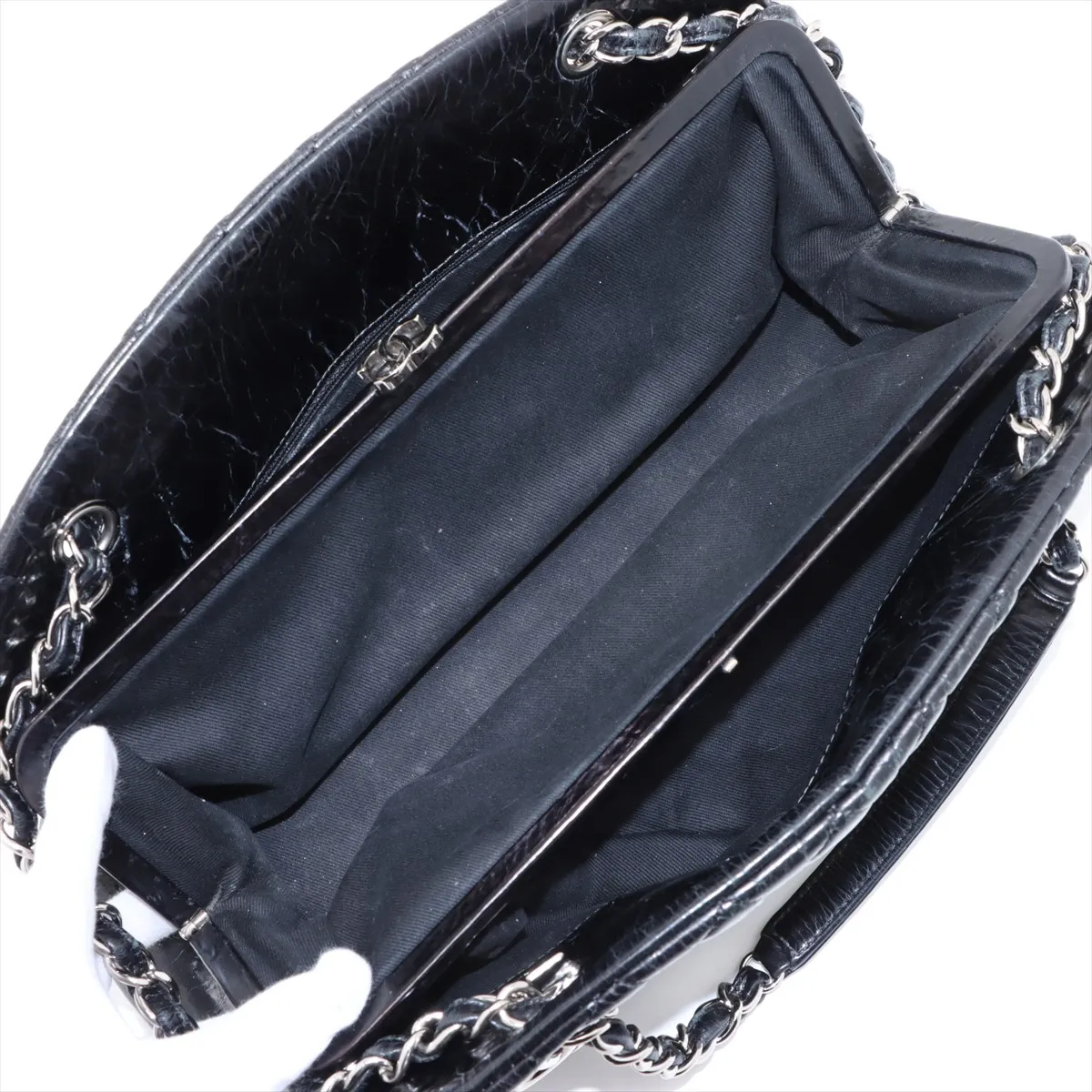 Mademoiselle Patent Leather Chain Shoulder Bag Black Silver Hardware 15734776 15th Series — view 10
