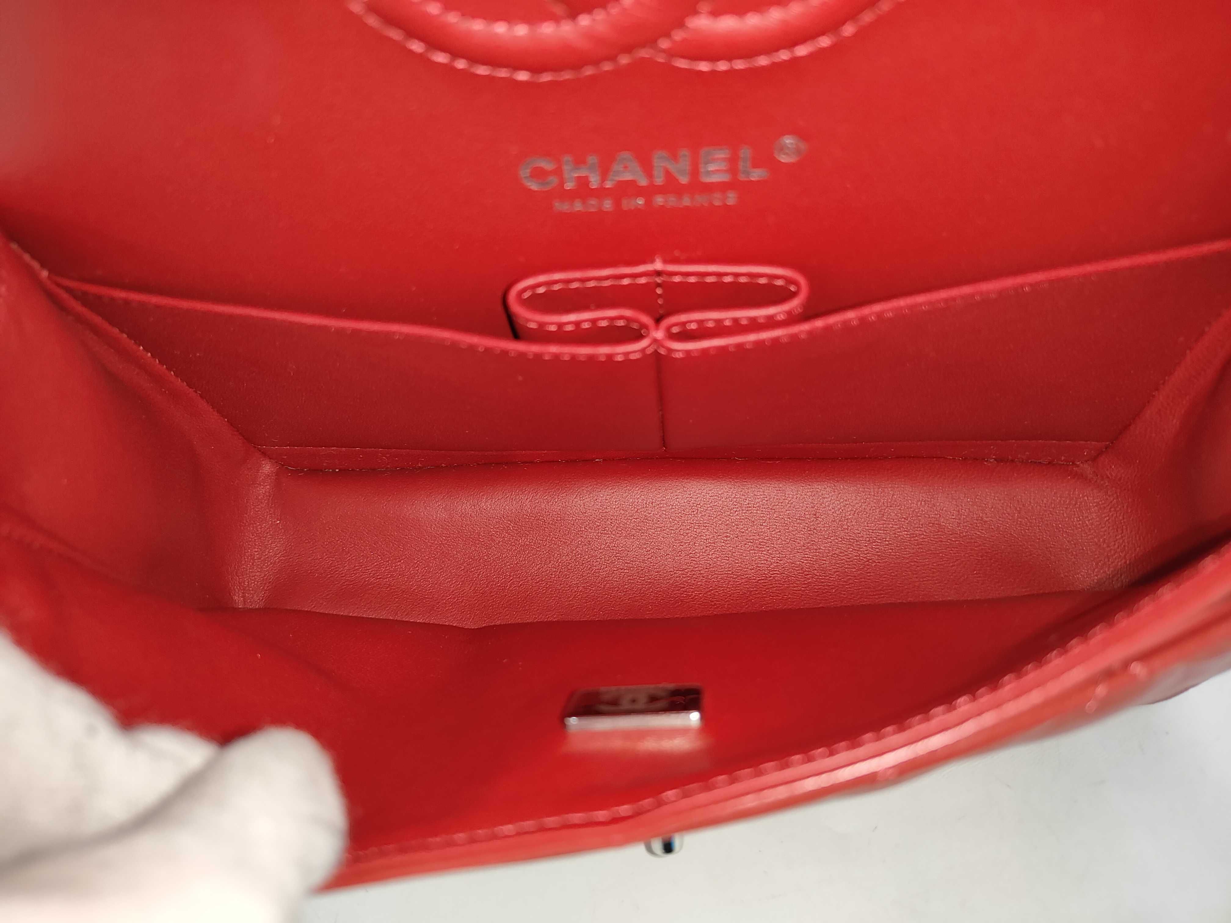 Matelassé 23 Double Flap Double Chain Lambskin Shoulder Bag (Red) — view 9