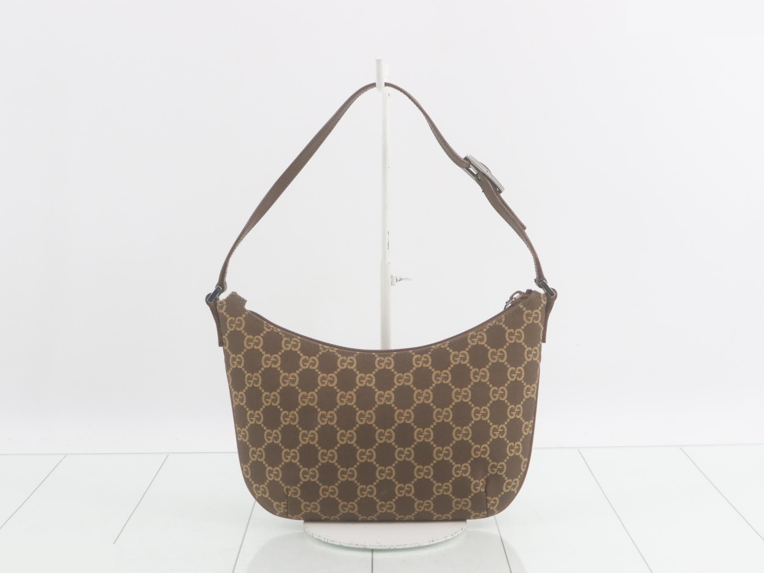 GG Canvas Shoulder Bag, Canvas/Leather, Brown — view 2
