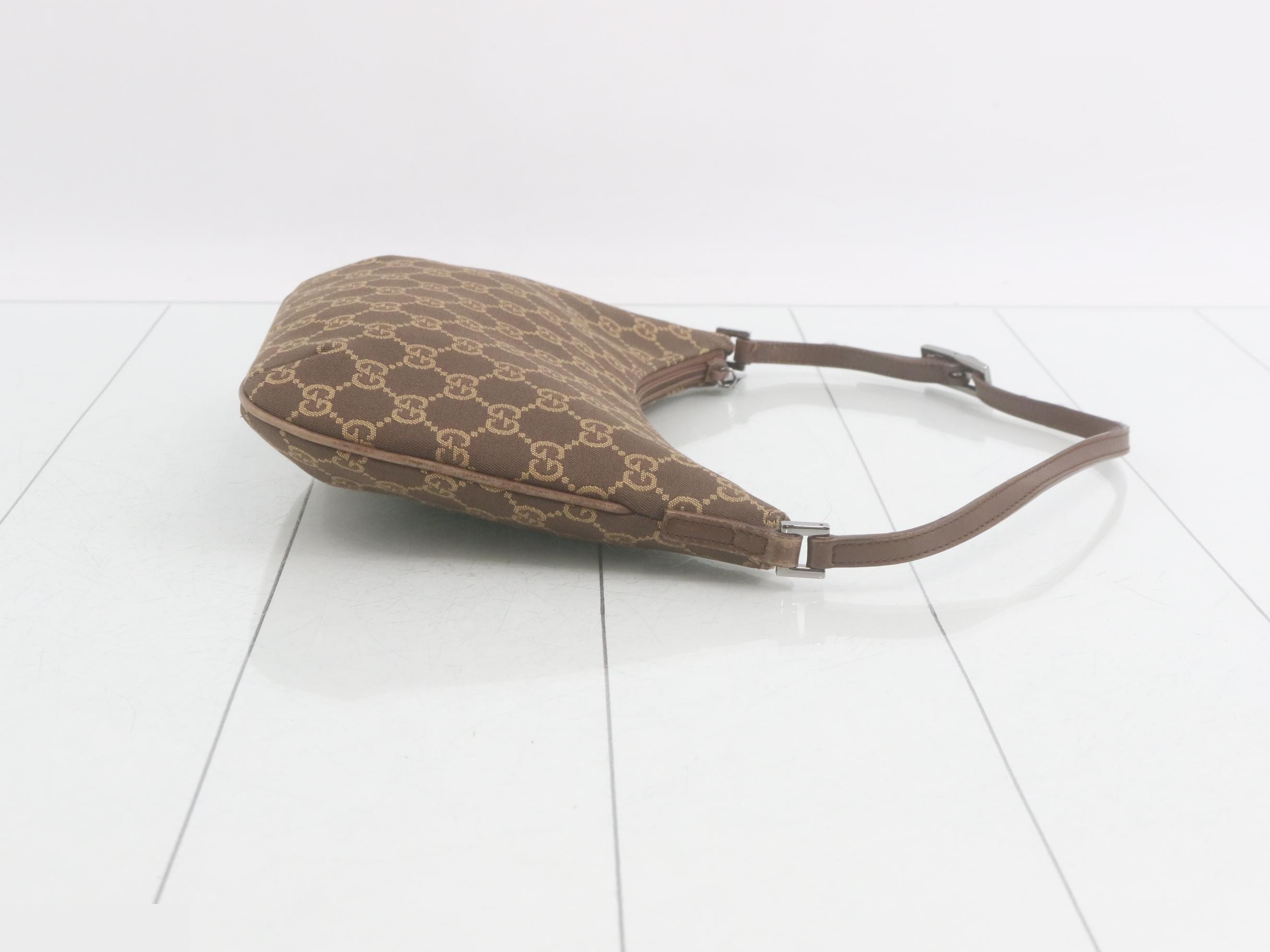 GG Canvas Shoulder Bag, Canvas/Leather, Brown — view 3