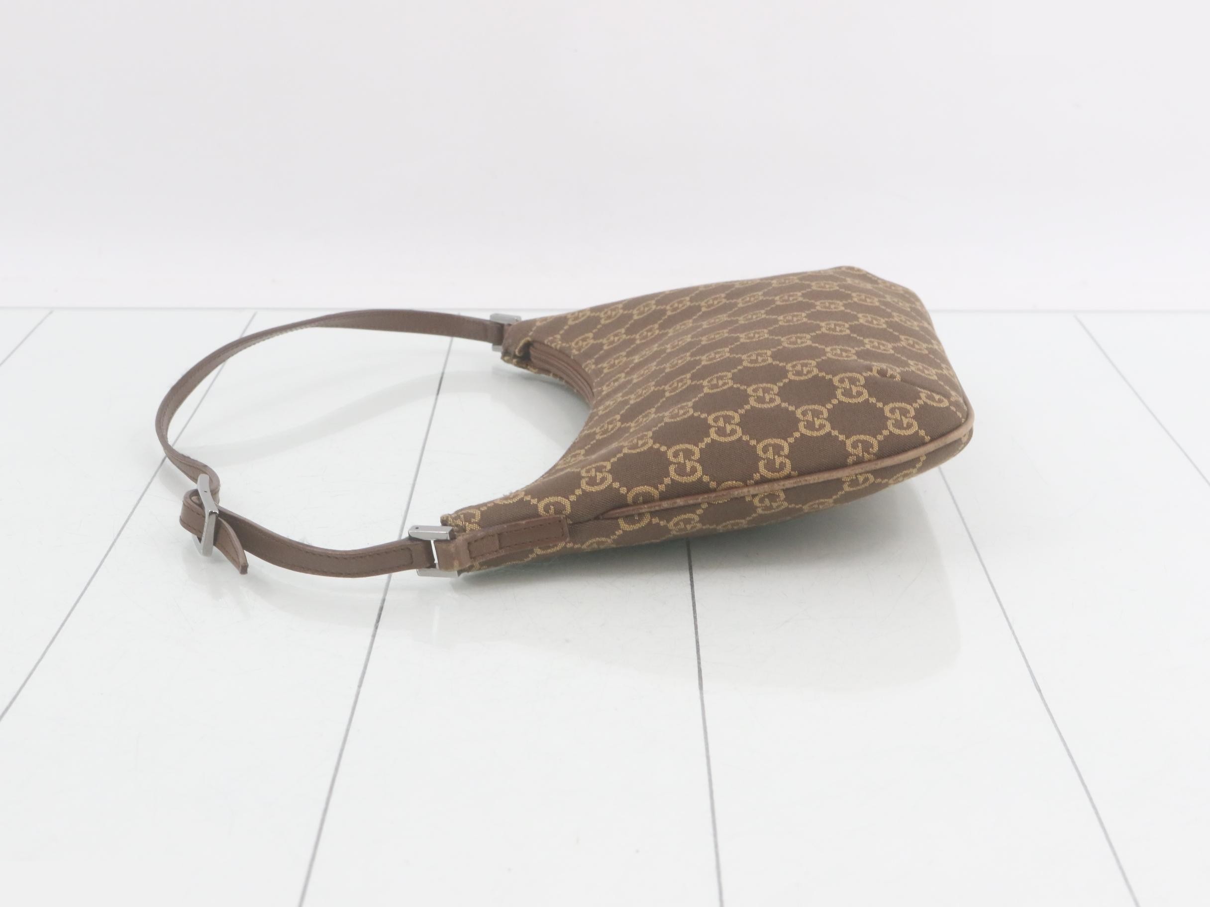 GG Canvas Shoulder Bag, Canvas/Leather, Brown — view 4