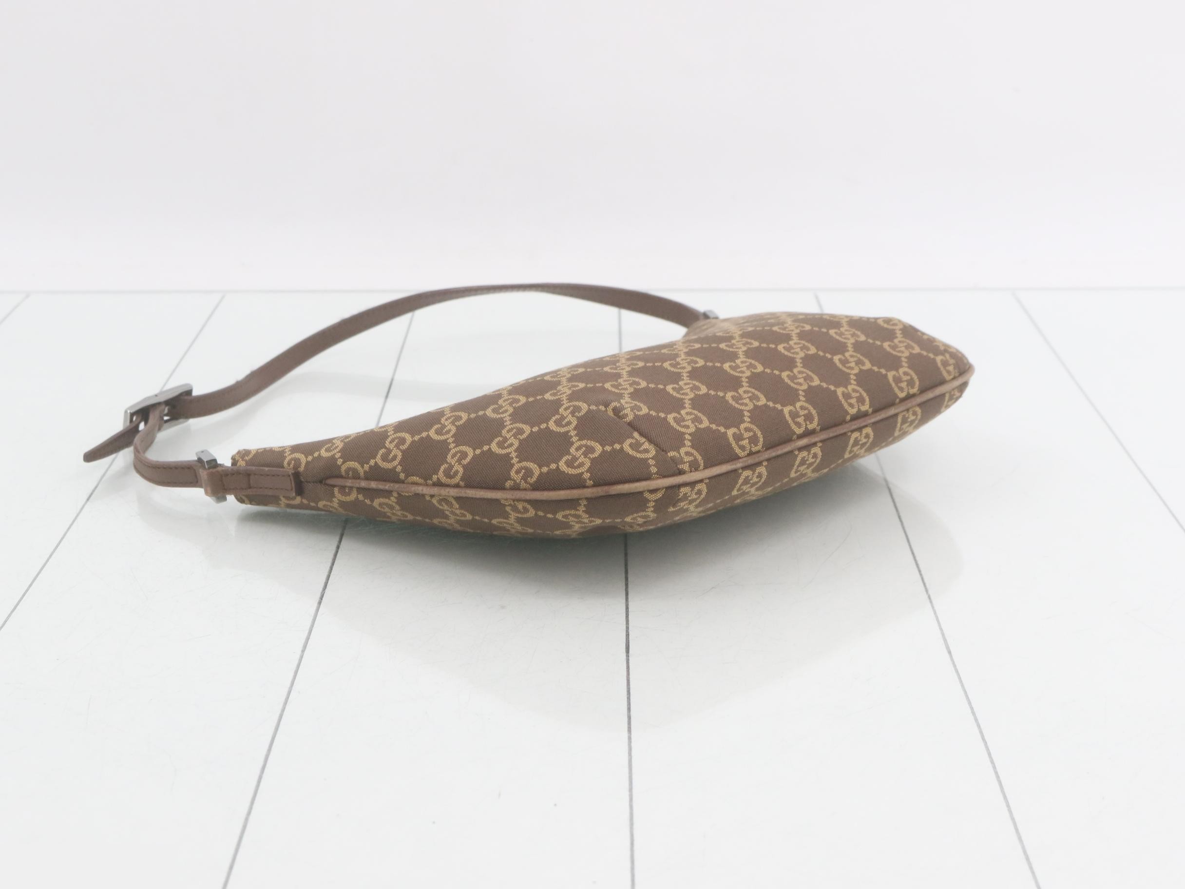 GG Canvas Shoulder Bag, Canvas/Leather, Brown — view 5
