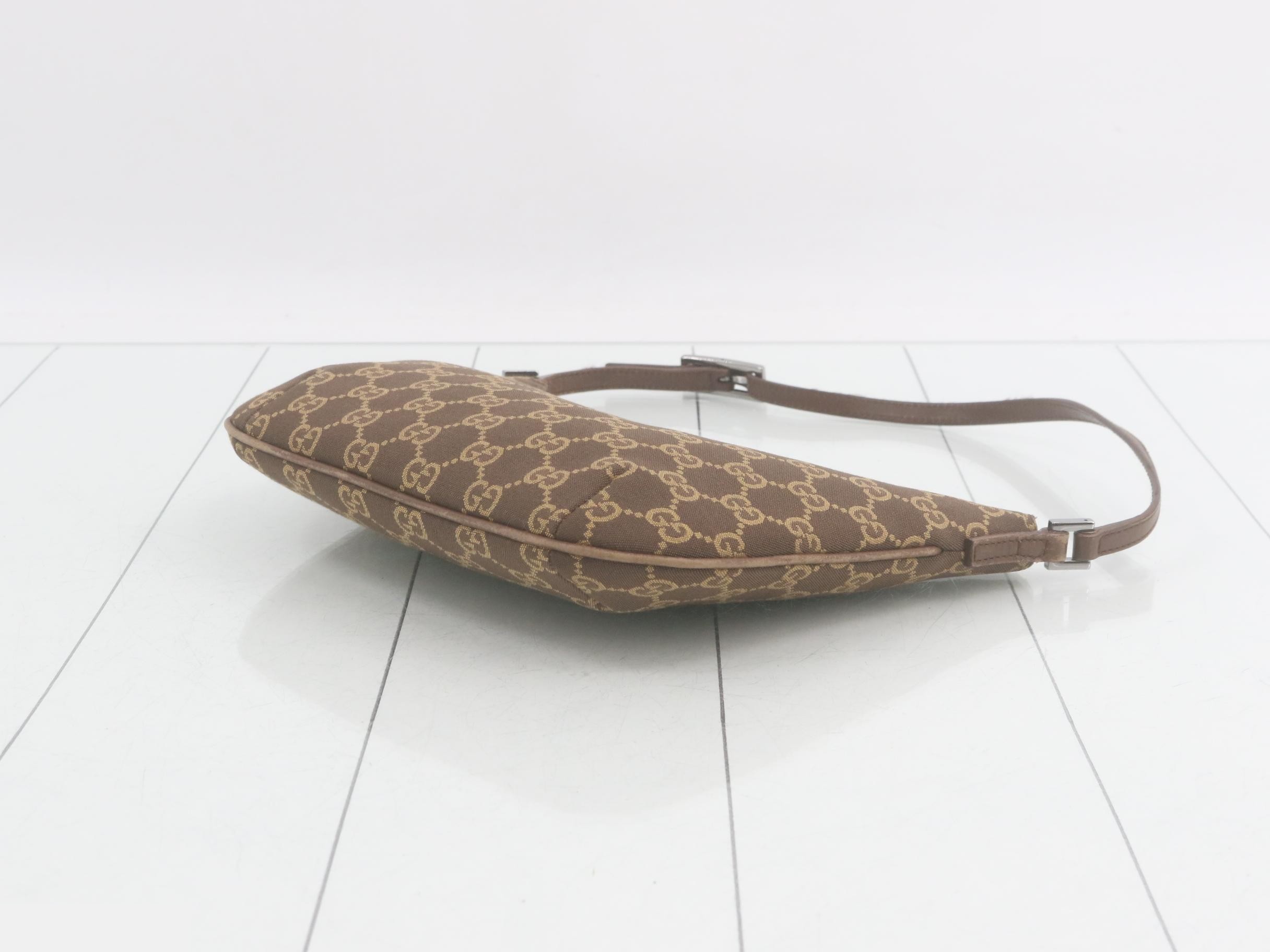 GG Canvas Shoulder Bag, Canvas/Leather, Brown — view 6