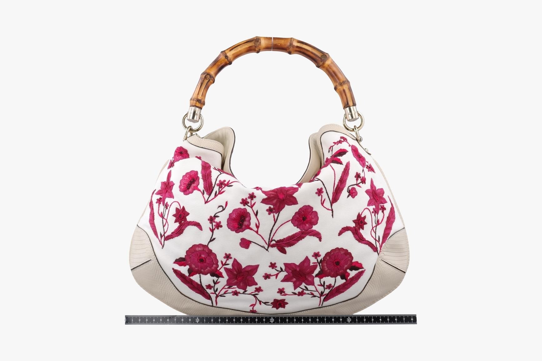 Bamboo Flora Canvas x Leather White x Bordeaux — view 2