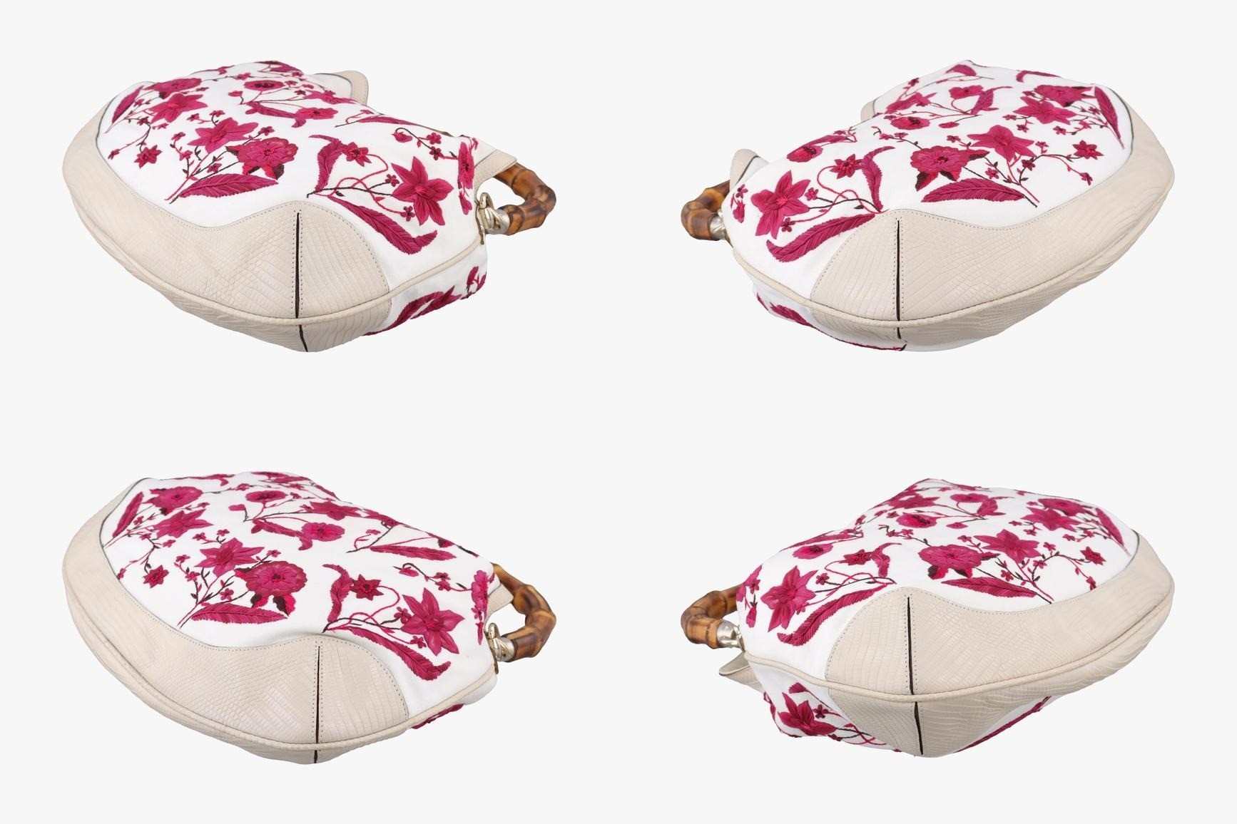 Bamboo Flora Canvas x Leather White x Bordeaux — view 4