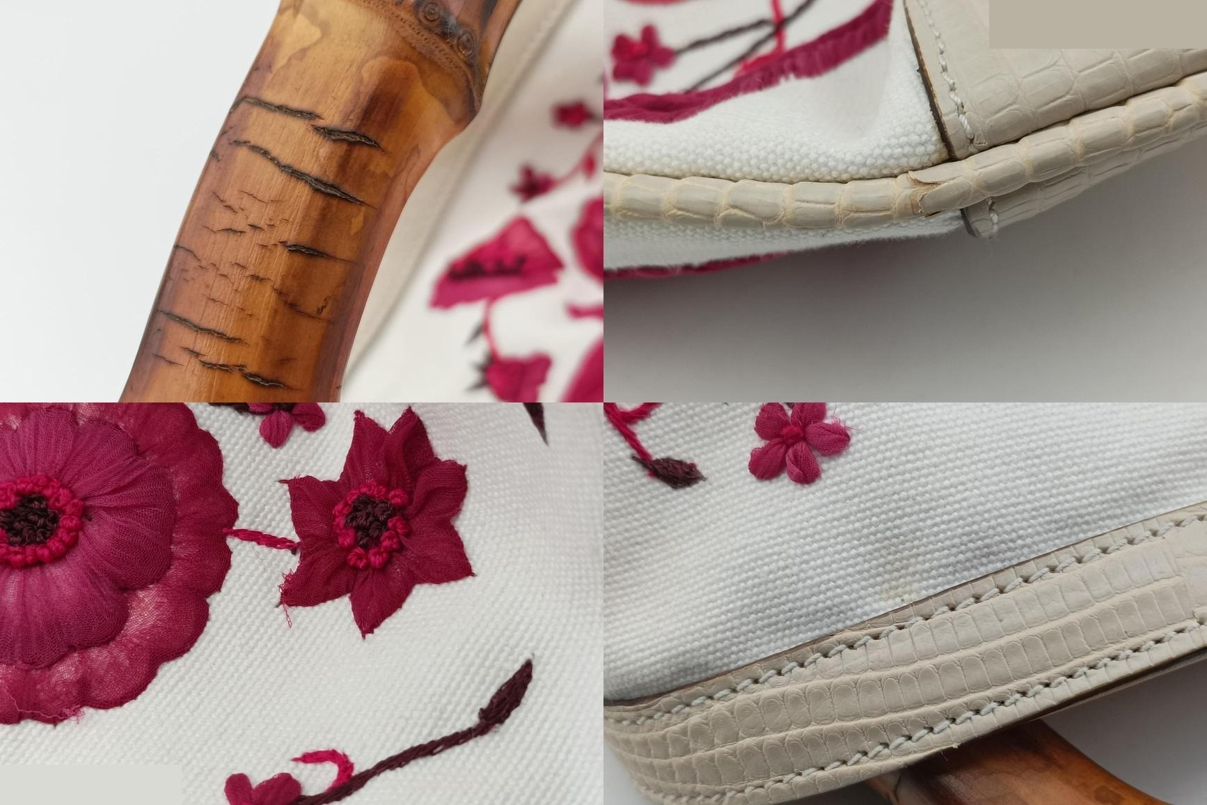 Bamboo Flora Canvas x Leather White x Bordeaux — view 10