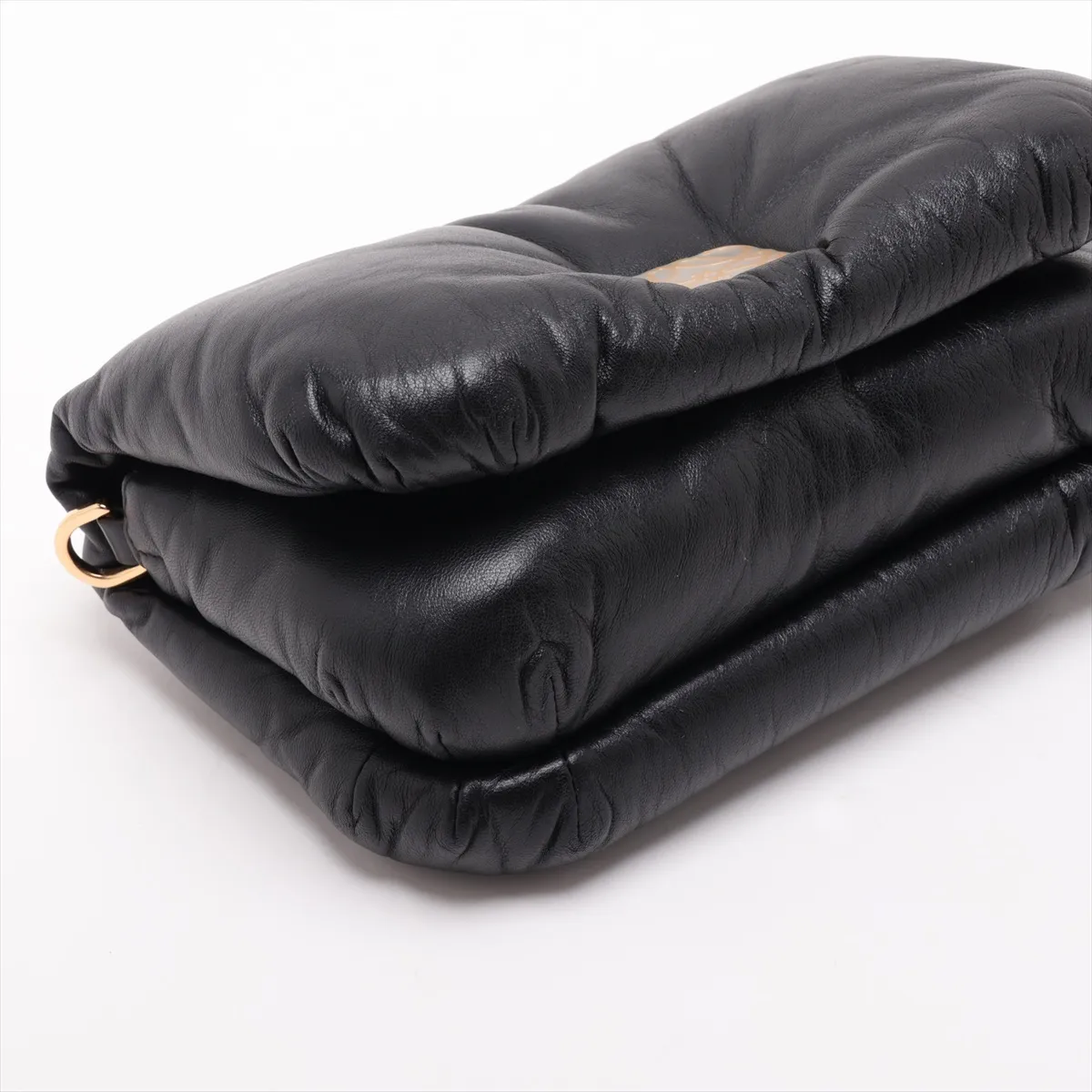 Goya Puffer Leather Shoulder Bag, Black — view 4