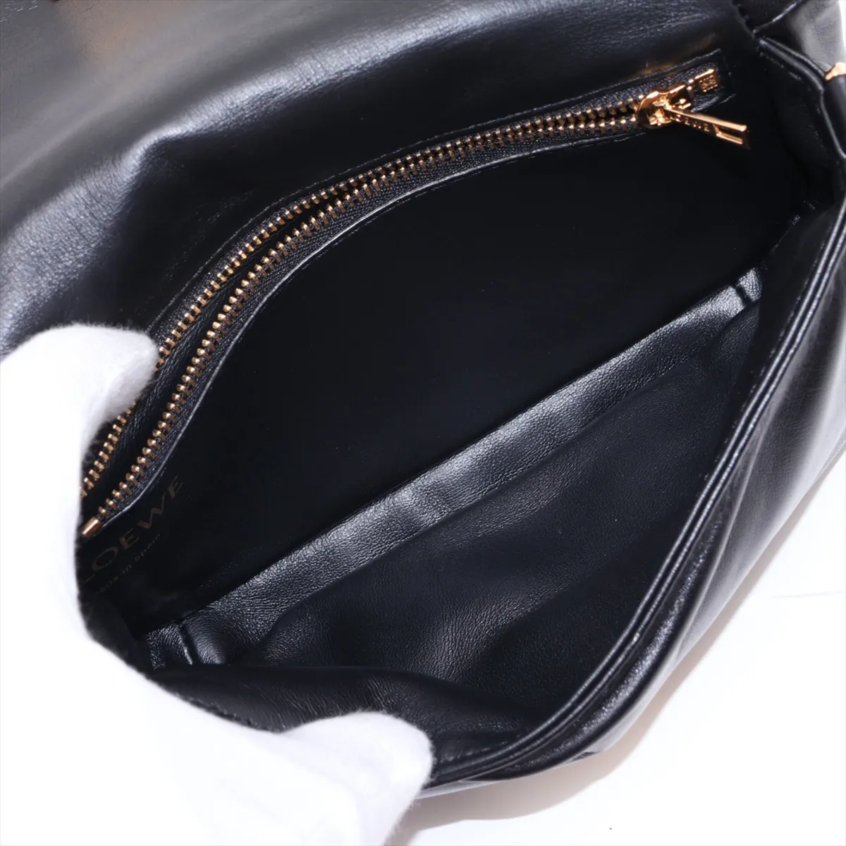 Goya Puffer Leather Shoulder Bag, Black — view 6