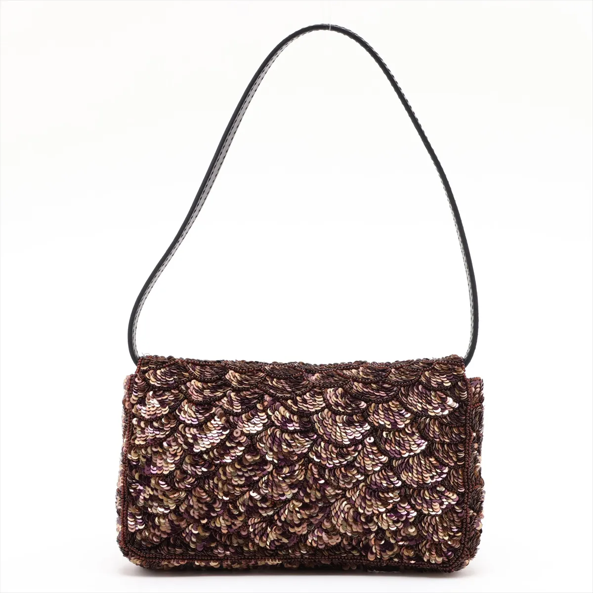 Mamma Bucket Sequin Leather Handbag, Brown — view 2
