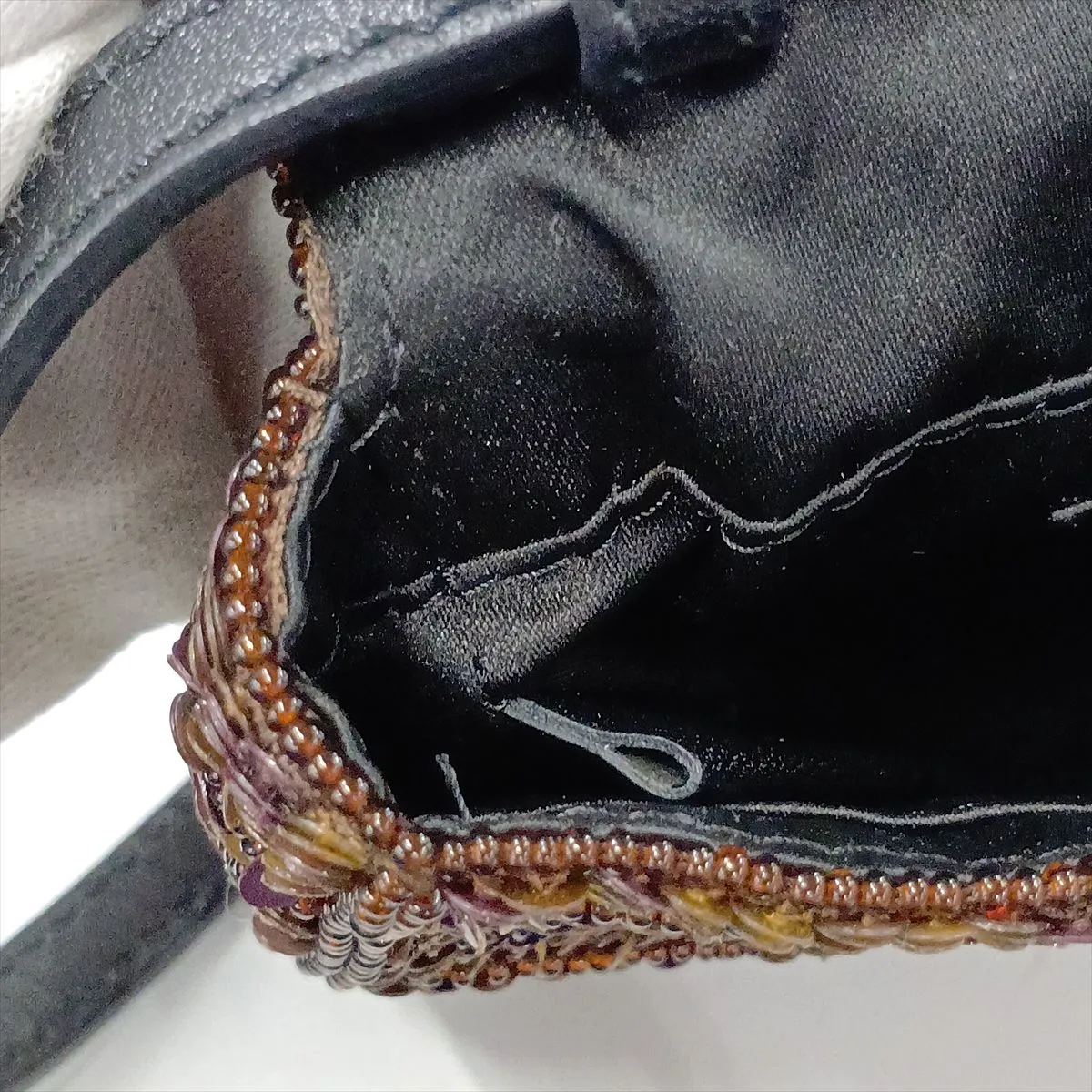 Mamma Bucket Sequin Leather Handbag, Brown — view 11
