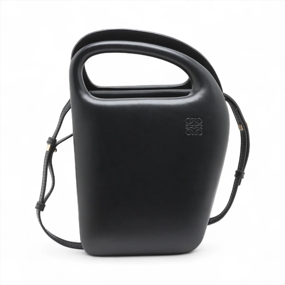 Anagram Leather 2-Way Handbag, Black