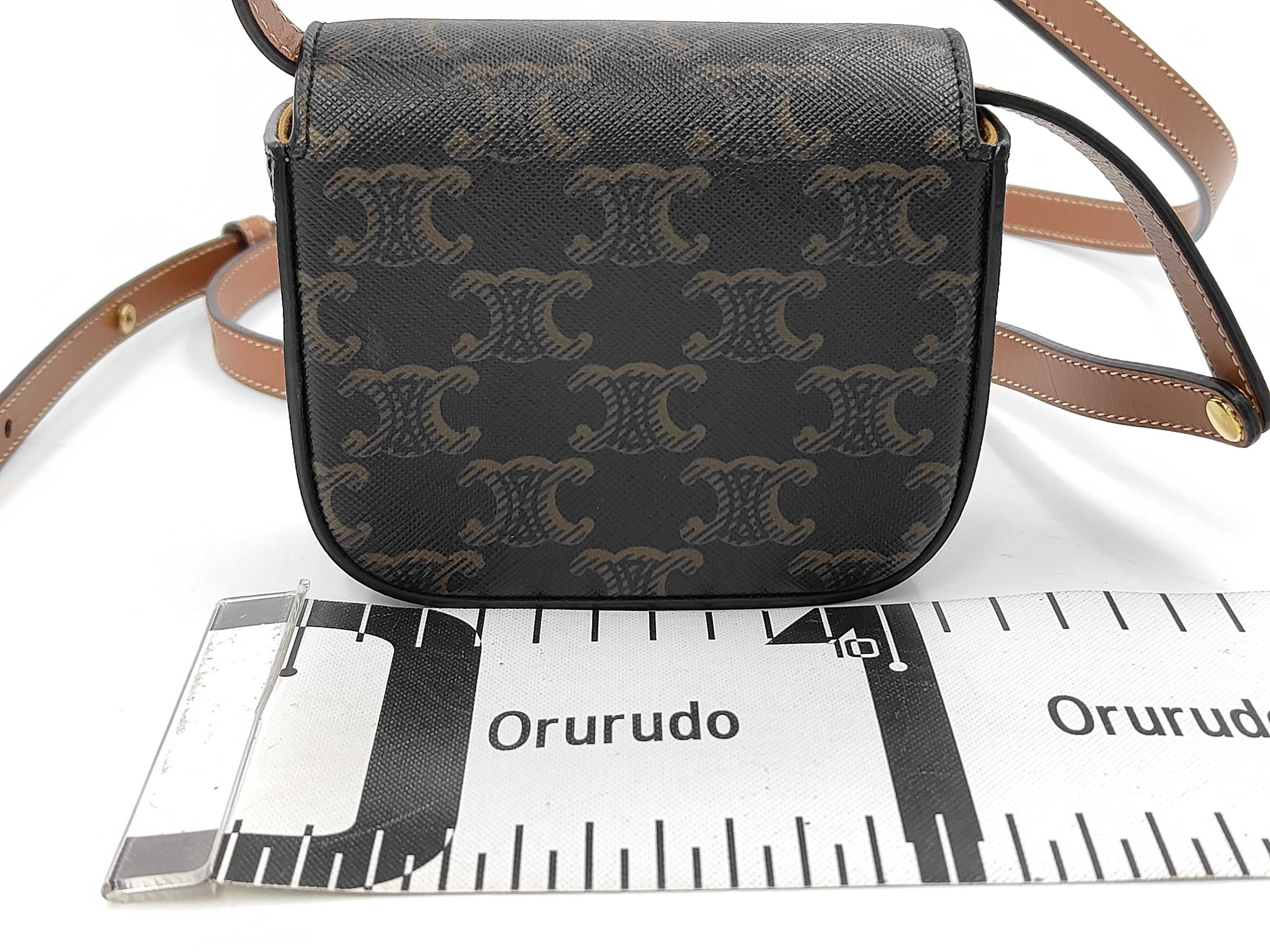 Triomphe Mini Claude PVC/Leather Shoulder Bag, Brown — view 2