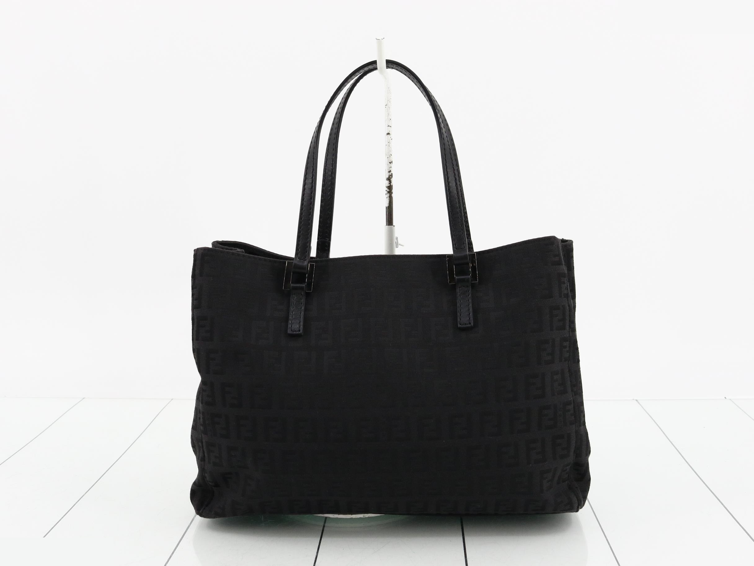 Zucchino Tote Bag, Canvas/Leather, Black — view 2