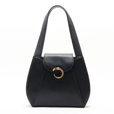 Panthère Leather Shoulder Bag, Black