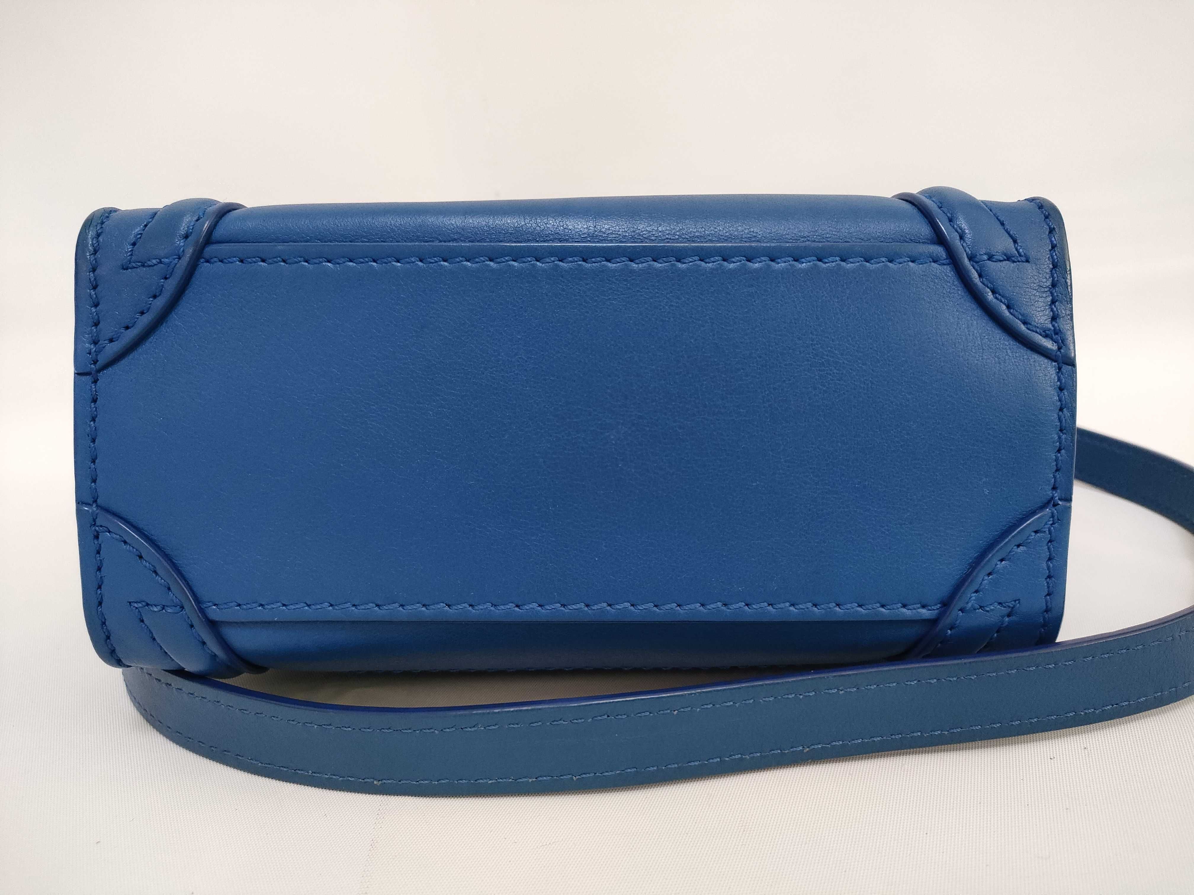 Luggage Blue Calf Leather NANO Smile Bag Shoulder Bag — view 3