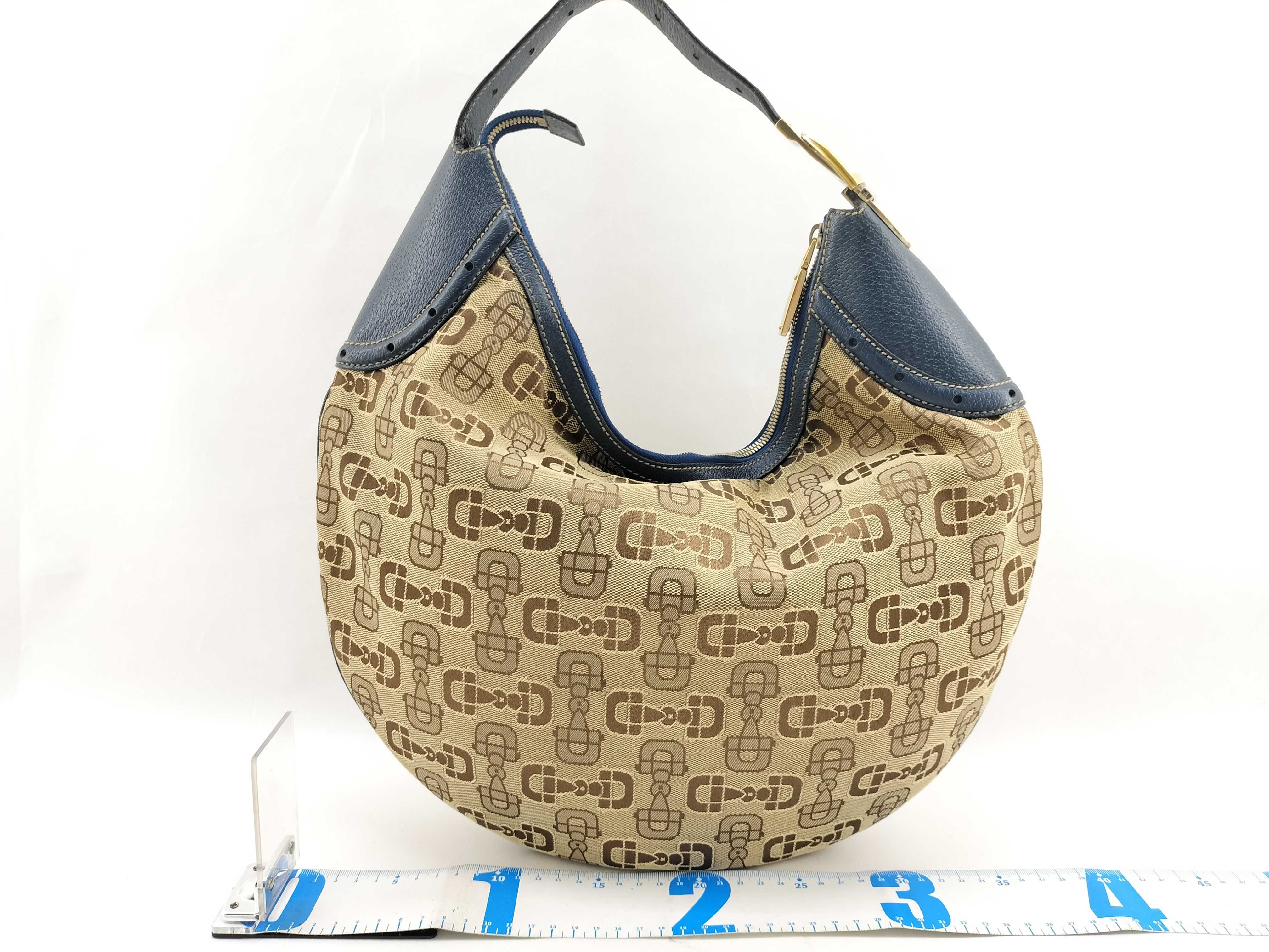 One-Shoulder Canvas Bag with Horsebit Pattern 145764 — view 2