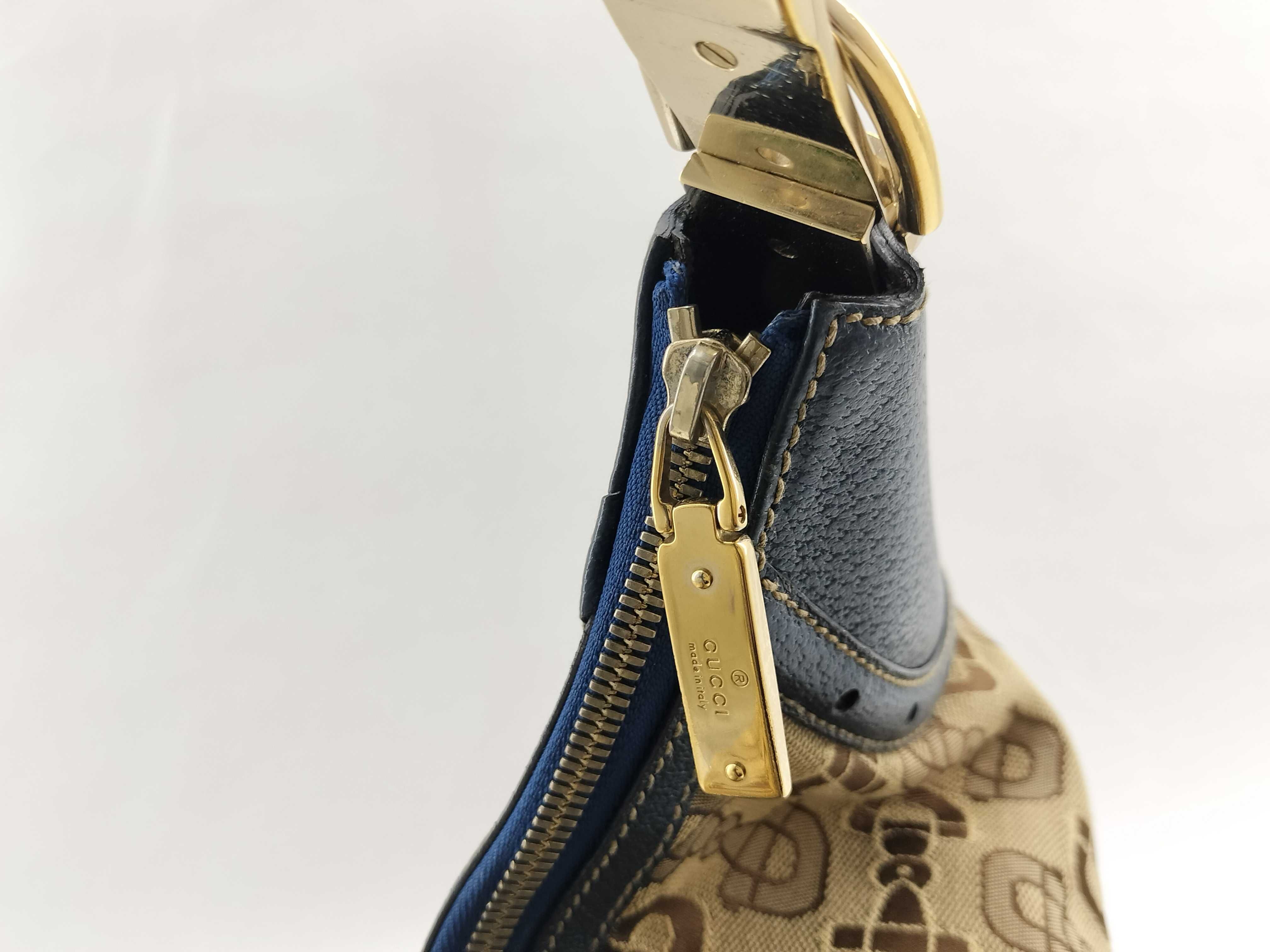 One-Shoulder Canvas Bag with Horsebit Pattern 145764 — view 11