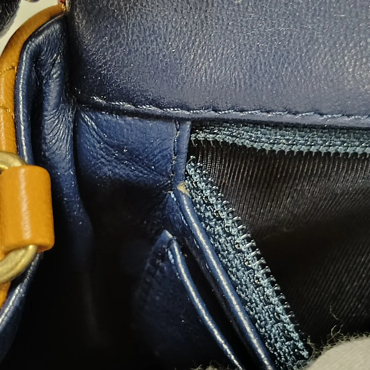 Mini Matelassé 20 Lambskin Single Flap Single Chain Bag, Red x Blue x Brown, Gold Hardware, 21566478, Serial Number , A69900 — view 11