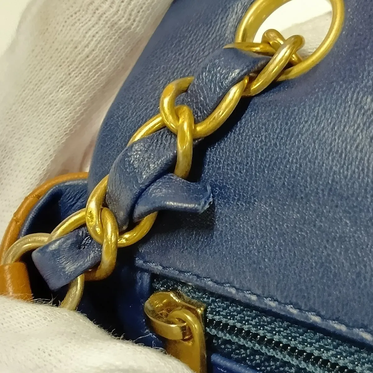 Mini Matelassé 20 Lambskin Single Flap Single Chain Bag, Red x Blue x Brown, Gold Hardware, 21566478, Serial Number , A69900 — view 12