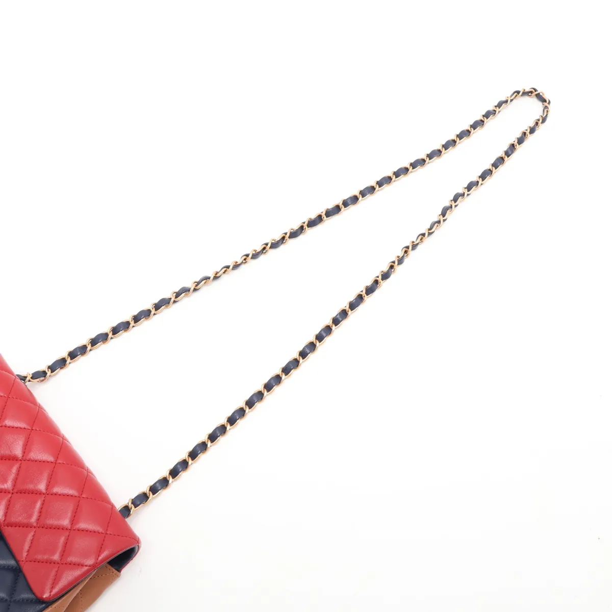 Mini Matelassé 20 Lambskin Single Flap Single Chain Bag, Red x Blue x Brown, Gold Hardware, 21566478, Serial Number , A69900 — view 5