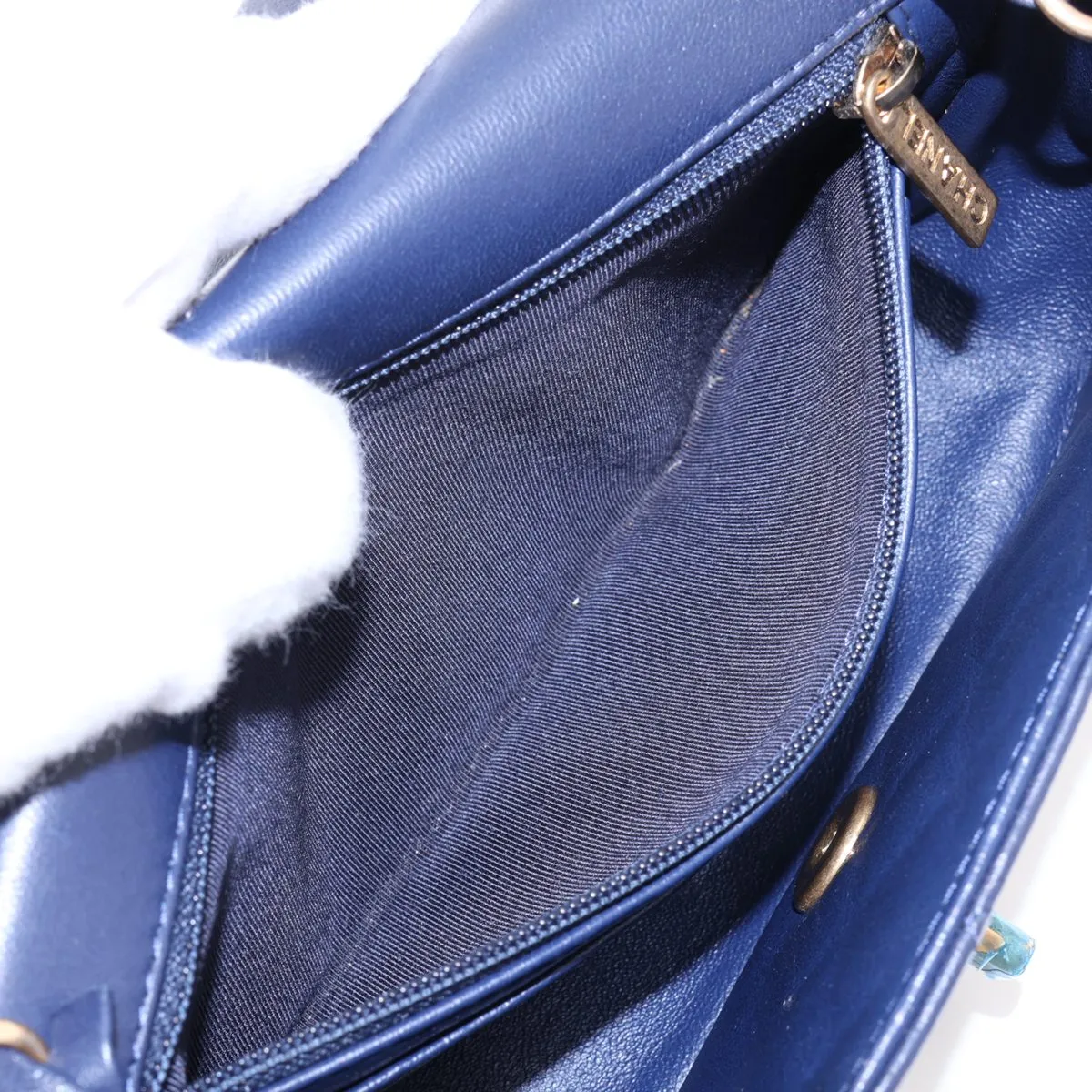 Mini Matelassé 20 Lambskin Single Flap Single Chain Bag, Red x Blue x Brown, Gold Hardware, 21566478, Serial Number , A69900 — view 7