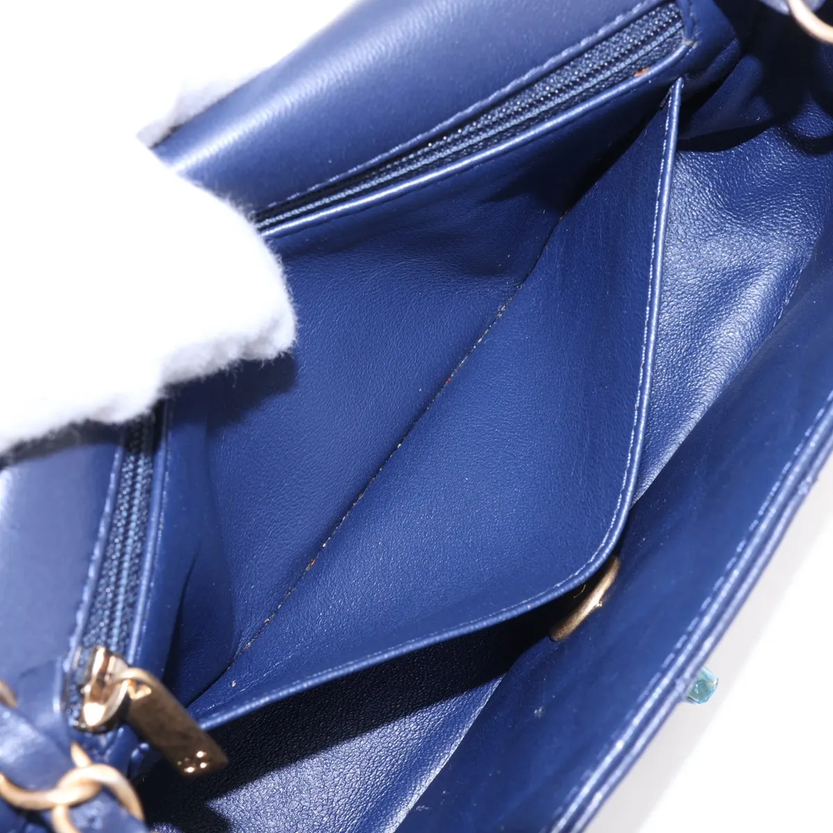 Mini Matelassé 20 Lambskin Single Flap Single Chain Bag, Red x Blue x Brown, Gold Hardware, 21566478, Serial Number , A69900 — view 8