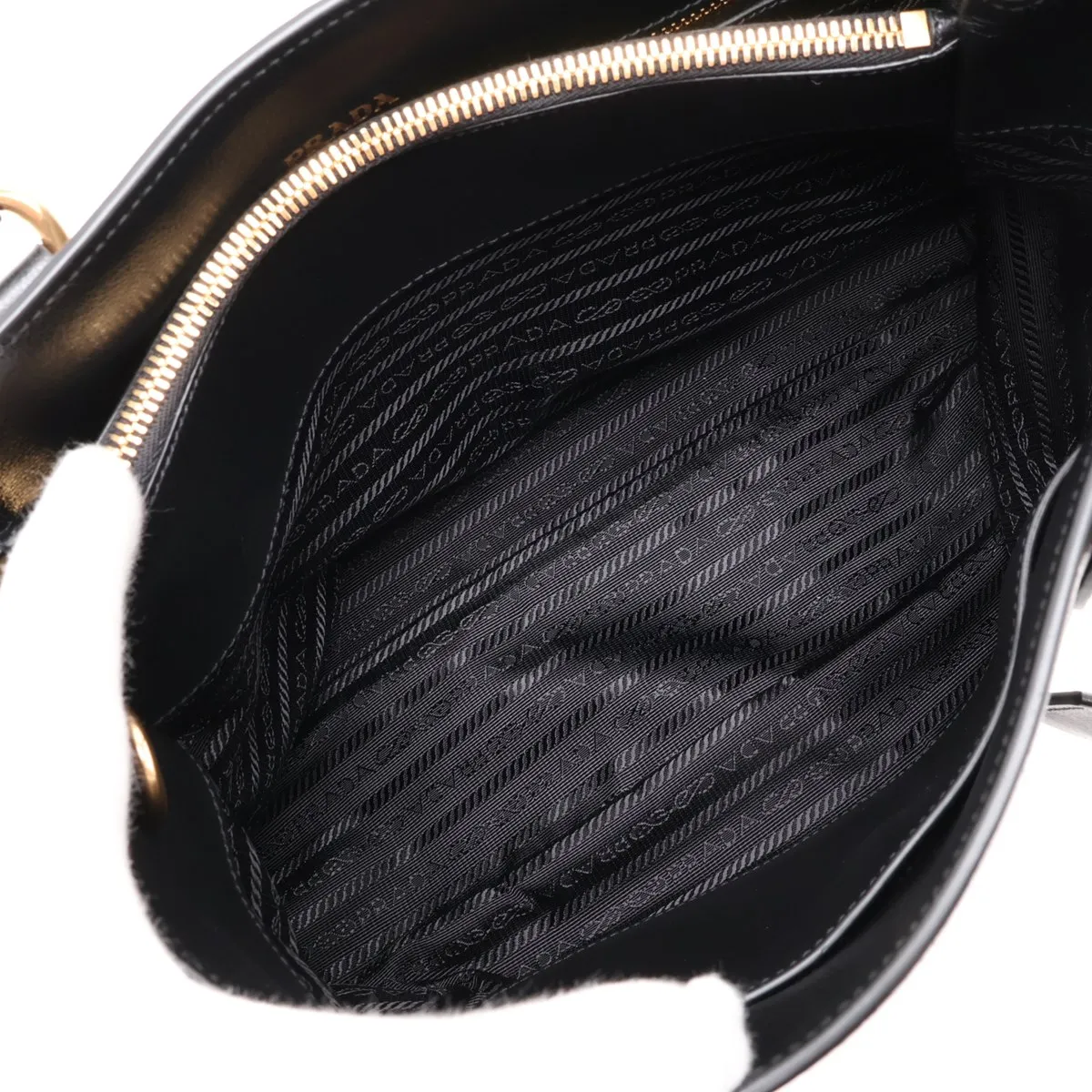 Logo Leather 2-Way Handbag, Black, 1BA579 — view 8