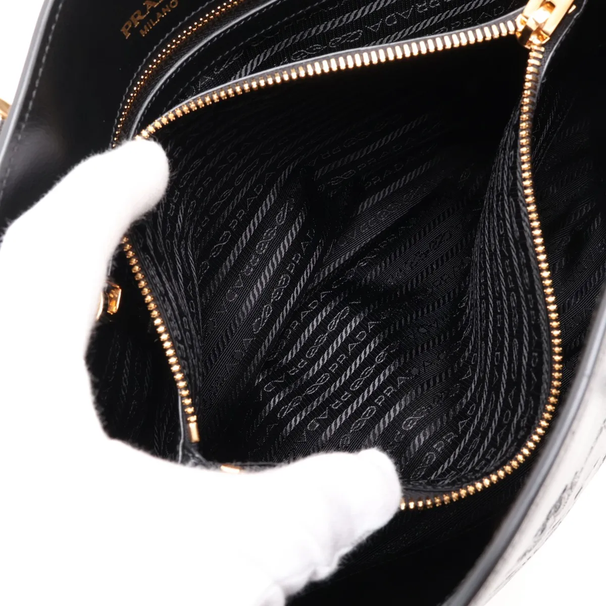 Logo Leather 2-Way Handbag, Black, 1BA579 — view 9