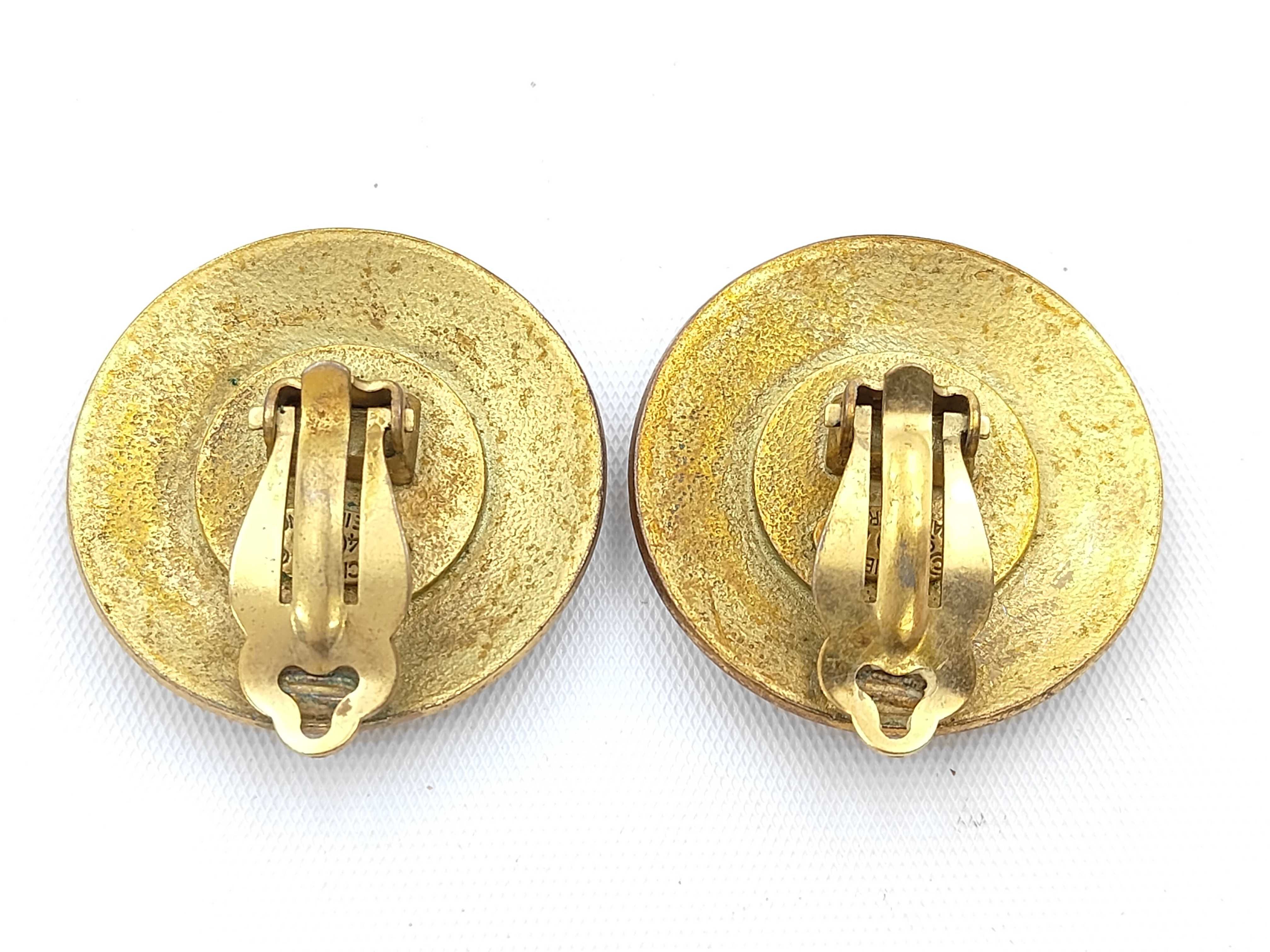 earrings, Coco Mark circle, gold earrings — view 2