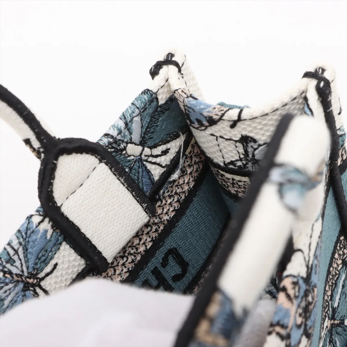 Mini Book Tote Canvas 2WAY Tote Bag White x Blue — view 12