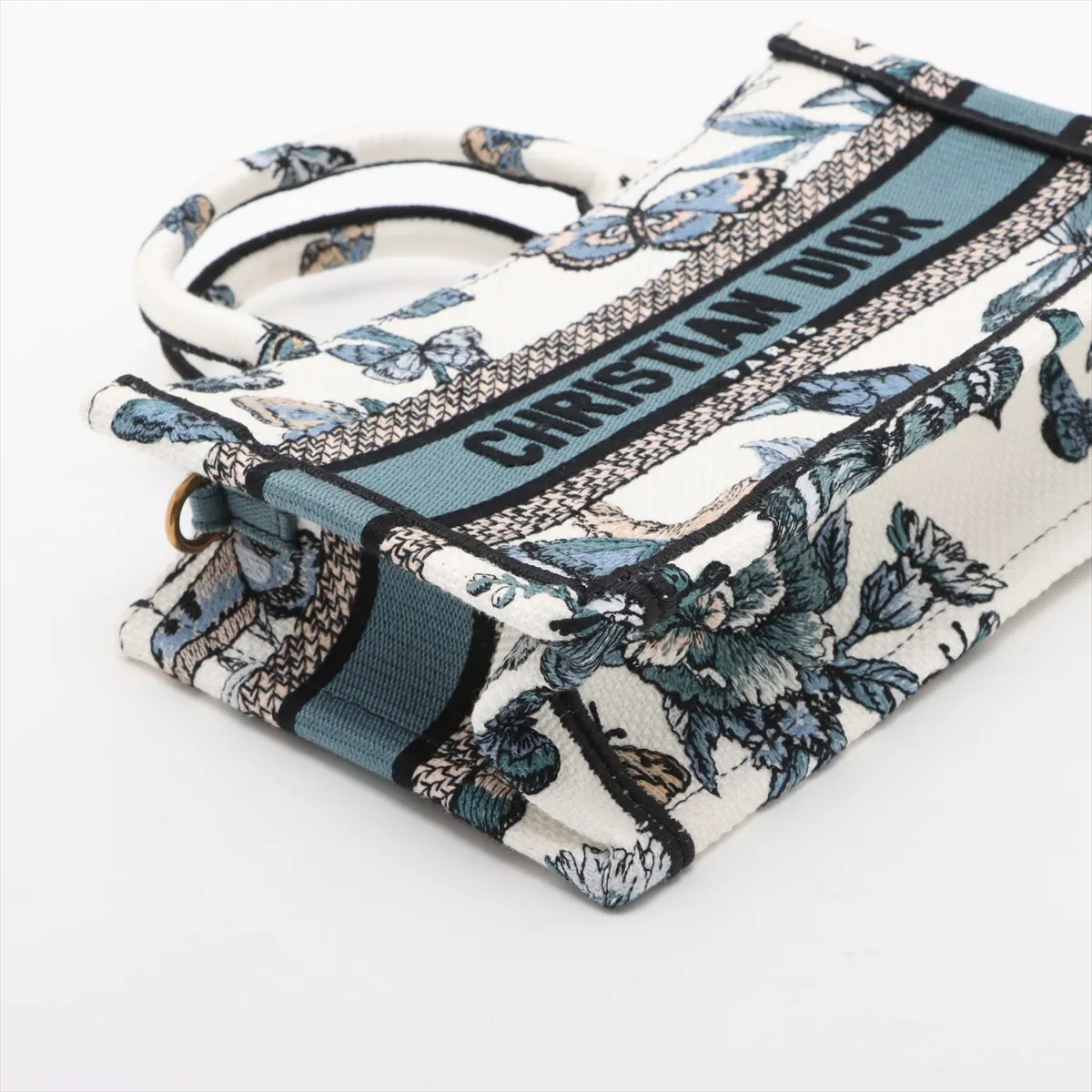 Mini Book Tote Canvas 2WAY Tote Bag White x Blue — view 4