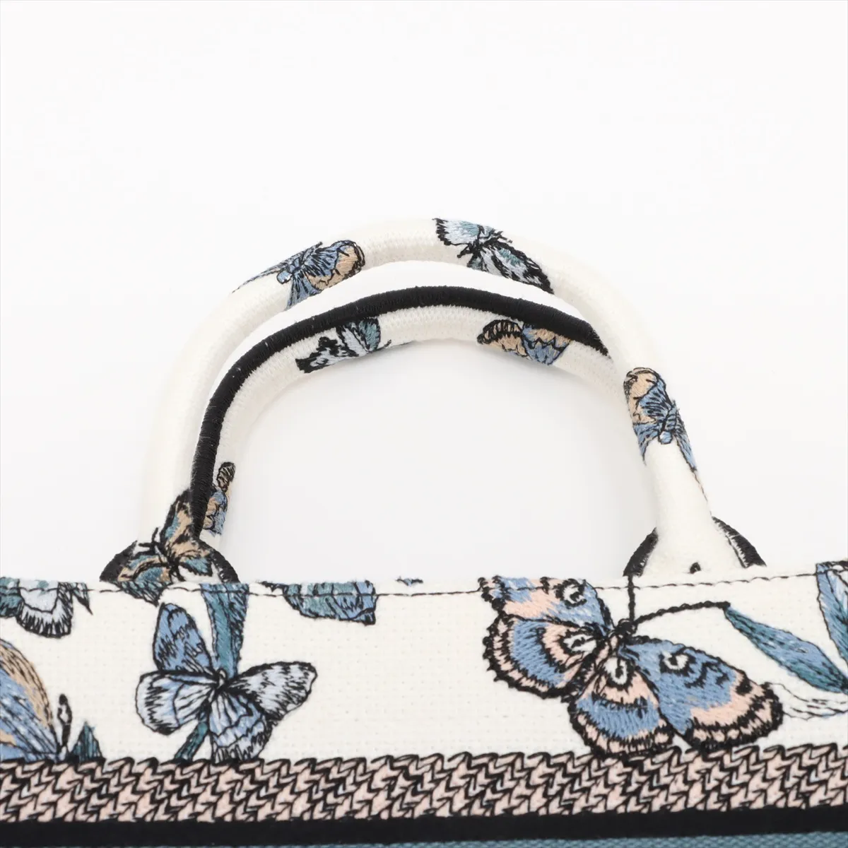 Mini Book Tote Canvas 2WAY Tote Bag White x Blue — view 6
